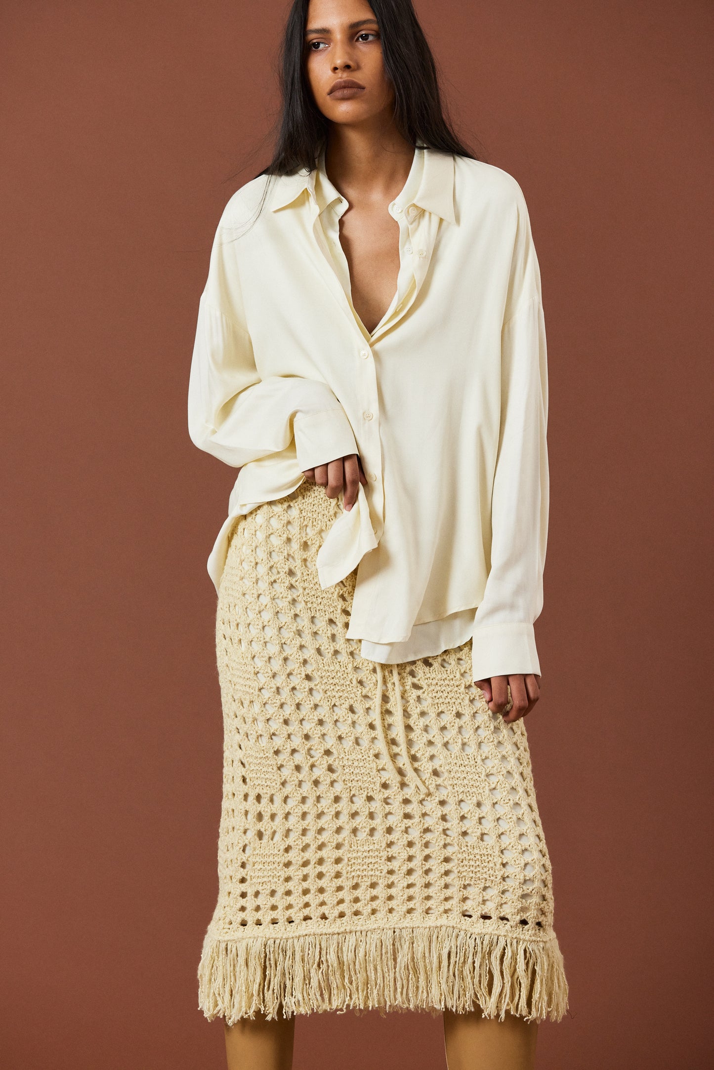 Double Layered Shirt, Cream & Eggshell