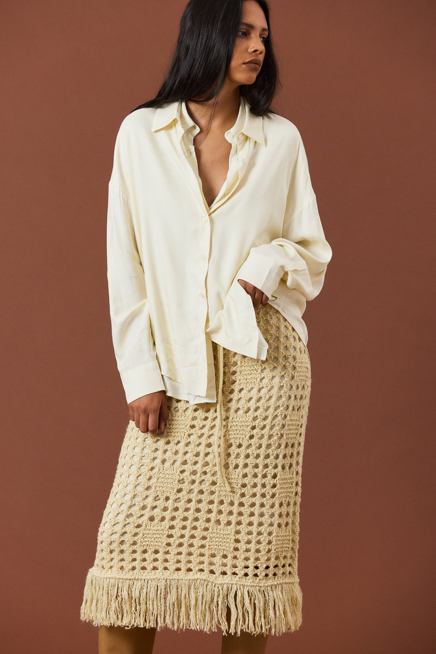 Double Layered Shirt, Cream & Eggshell