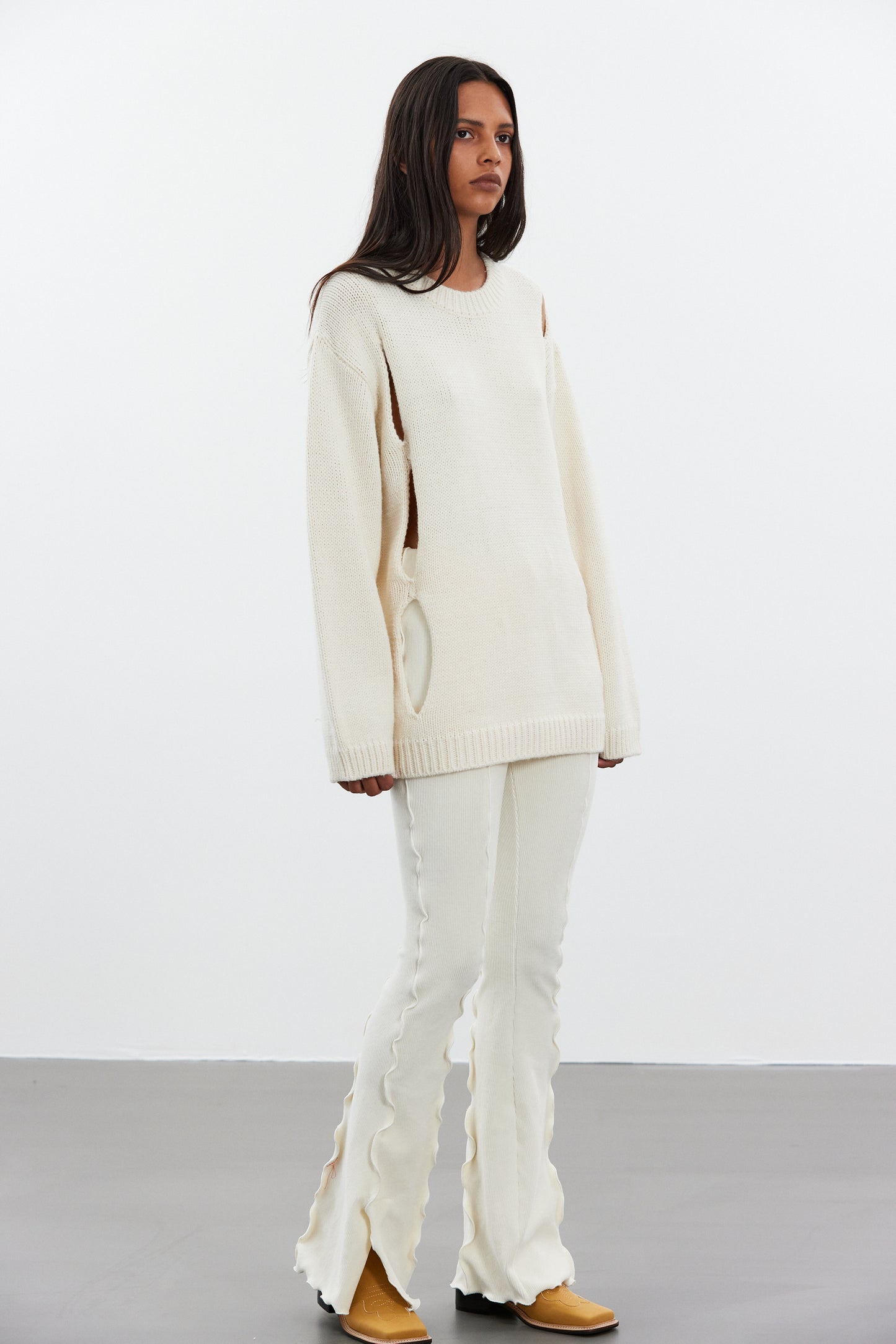 Corduroy Lettuce Leggings, Cream