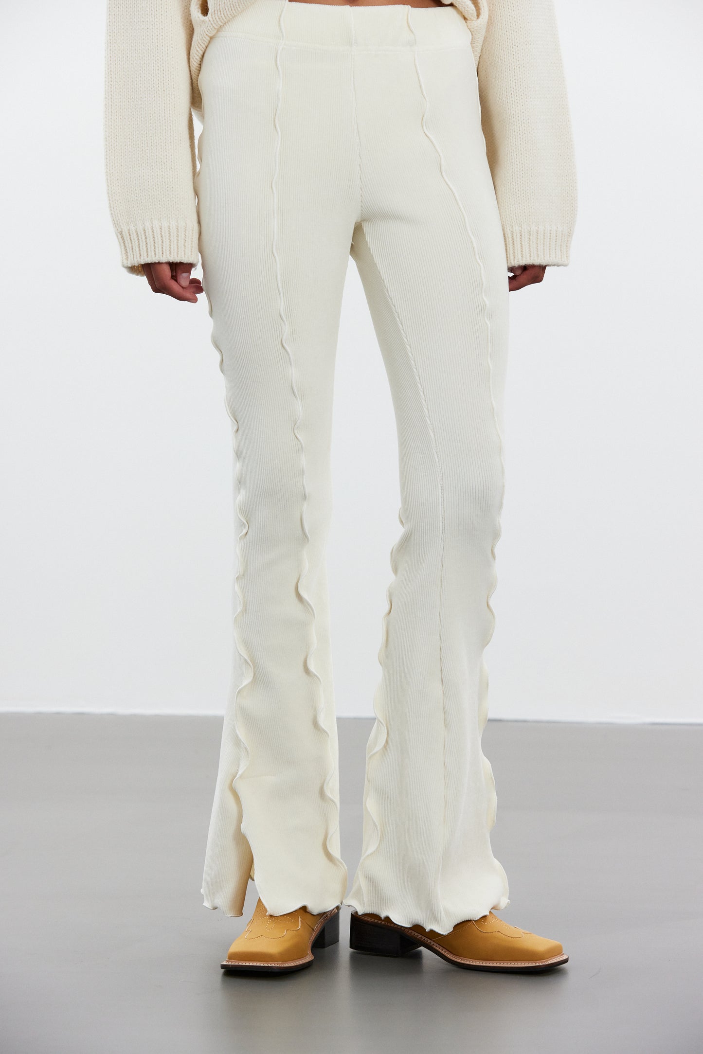 Corduroy Lettuce Leggings, Cream