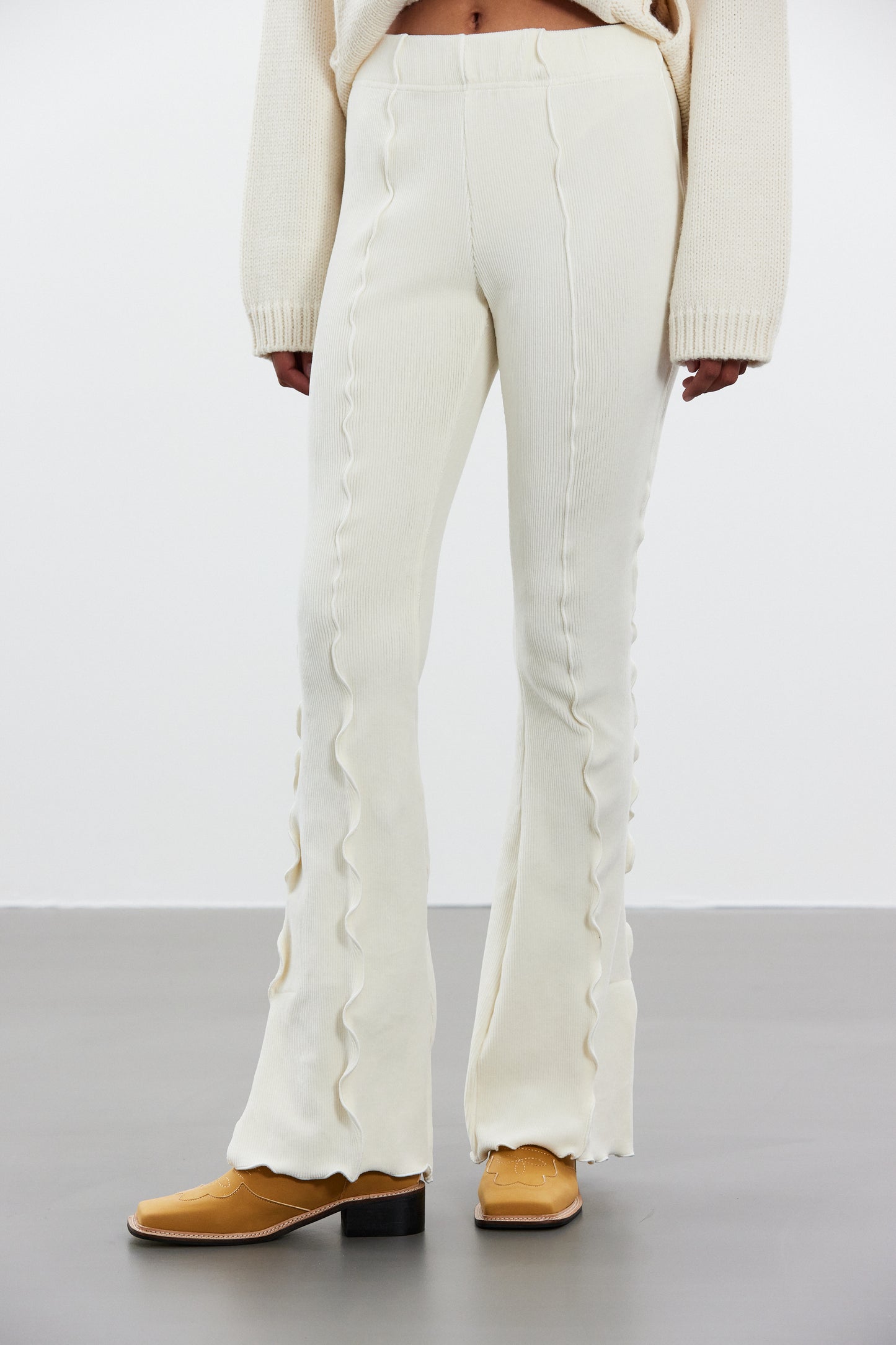 Corduroy Lettuce Leggings, Cream