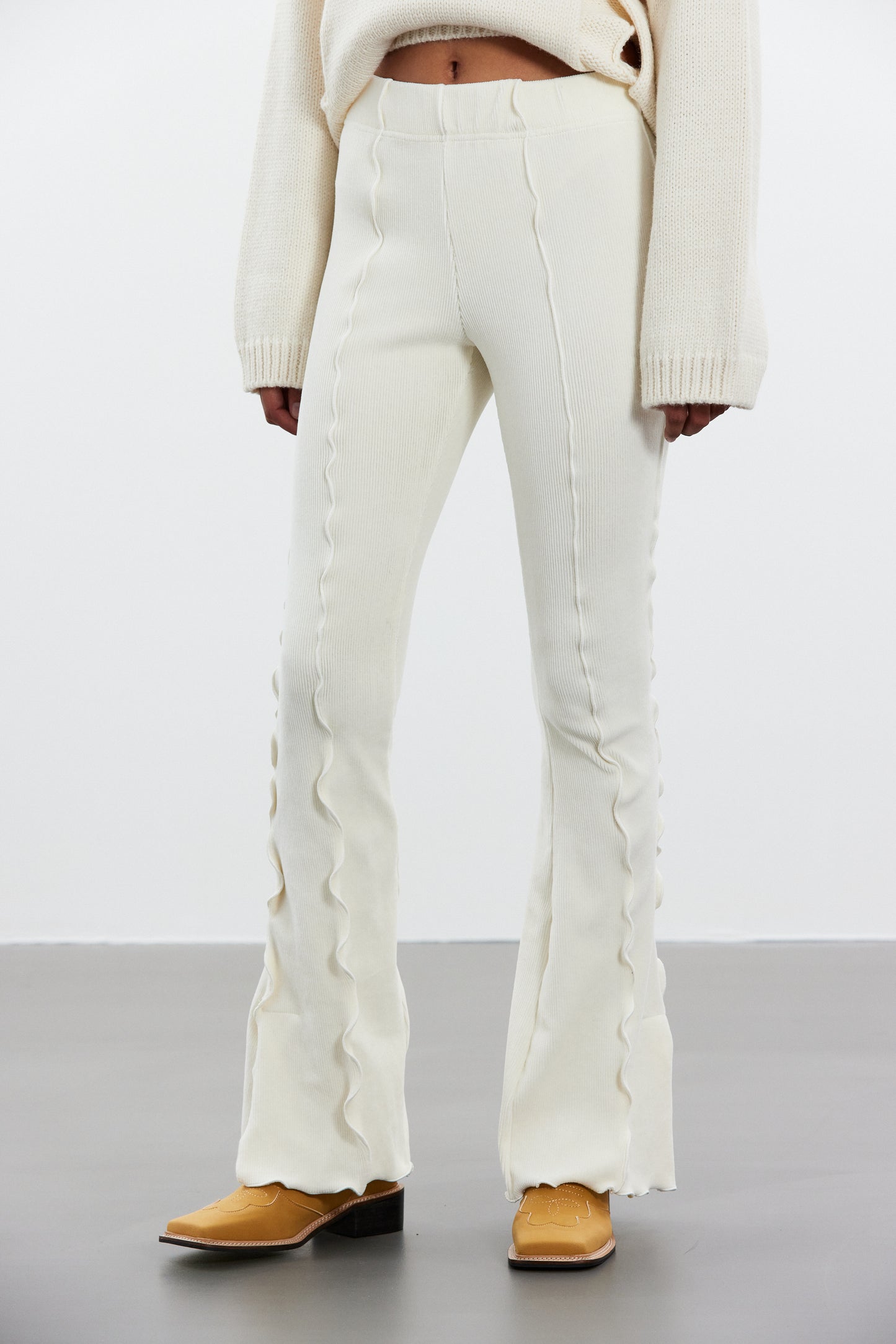Corduroy Lettuce Leggings, Cream