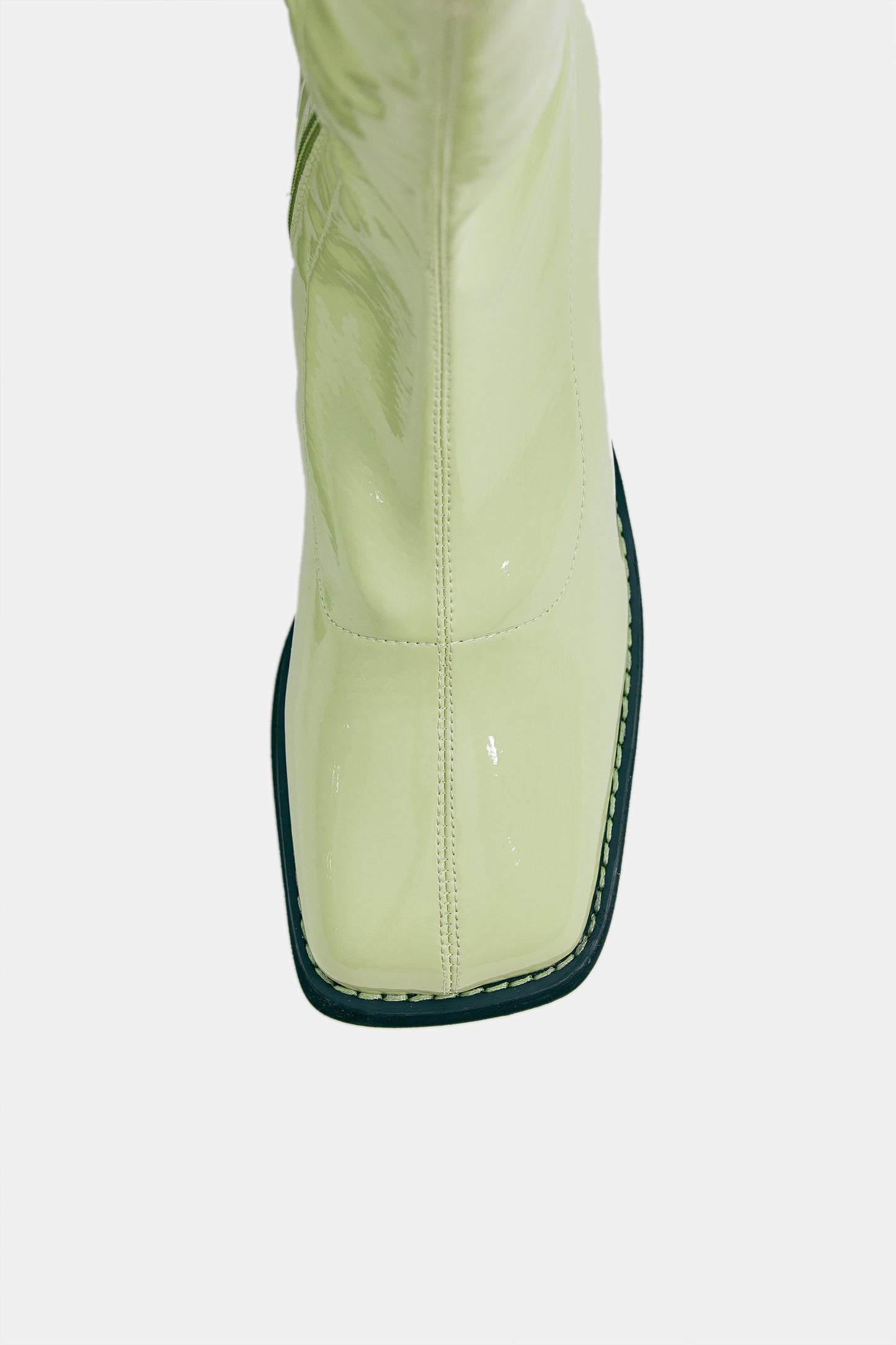 Patent Platform Ankle Boots, Green Tea