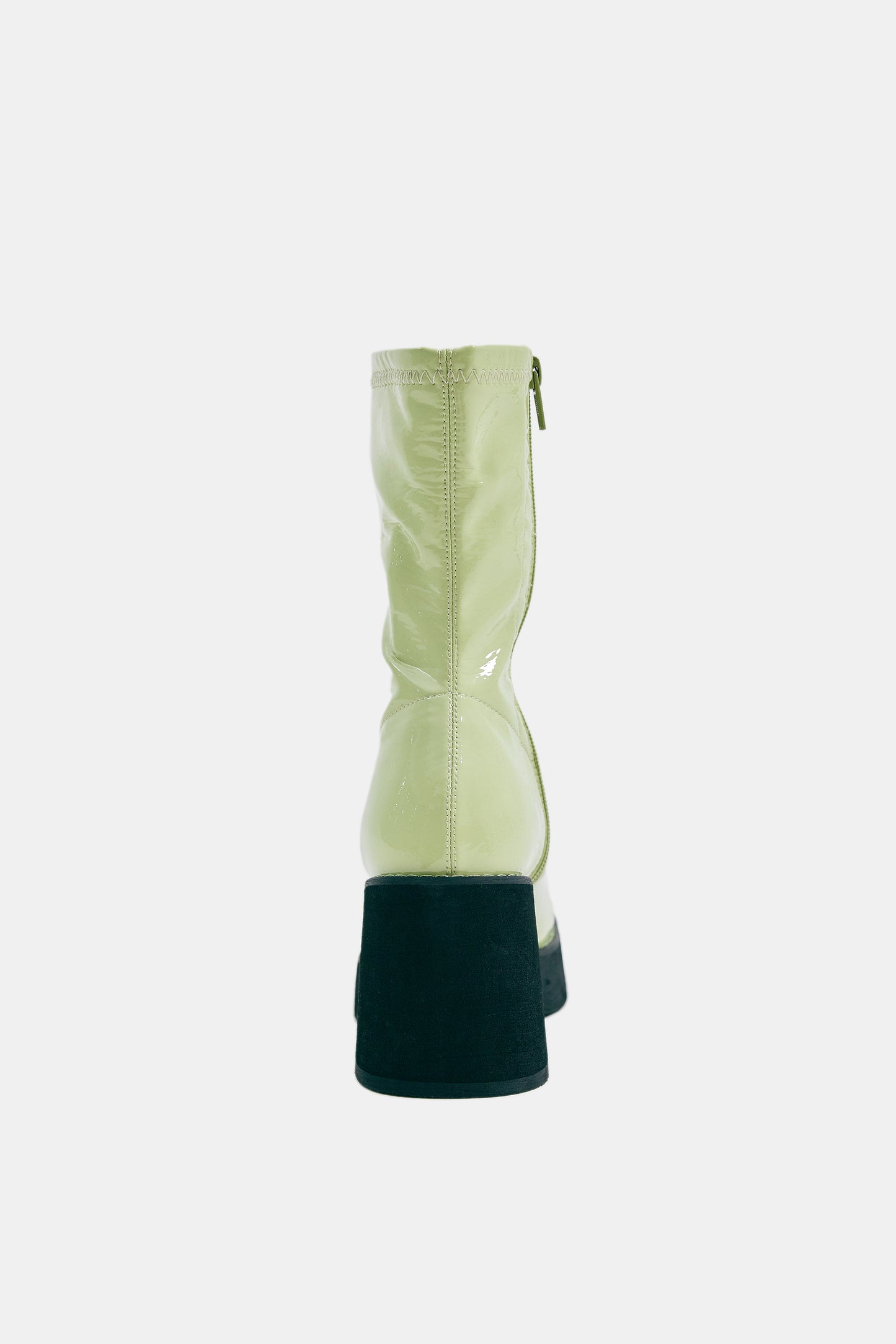 Patent Platform Ankle Boots, Green Tea