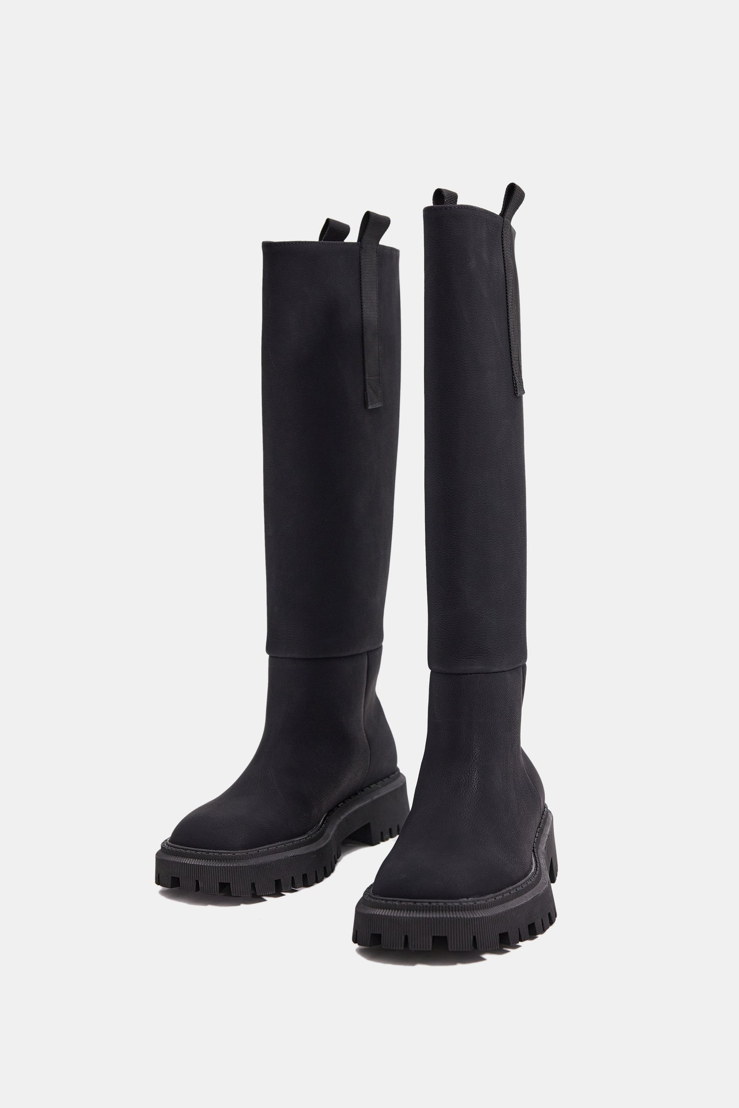 Stomping Knee High Boots, Ink