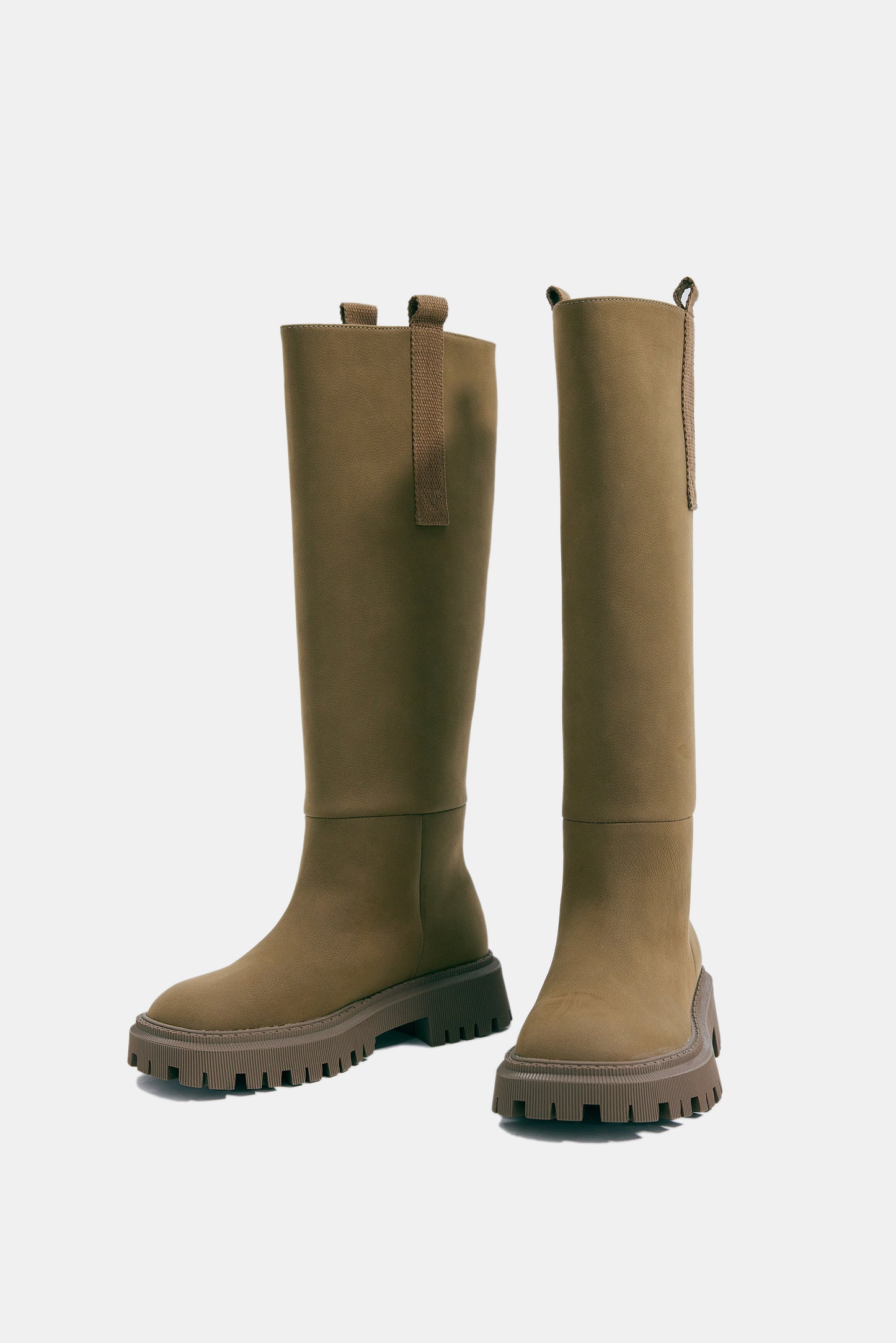 Stomping Knee High Boots, Khaki