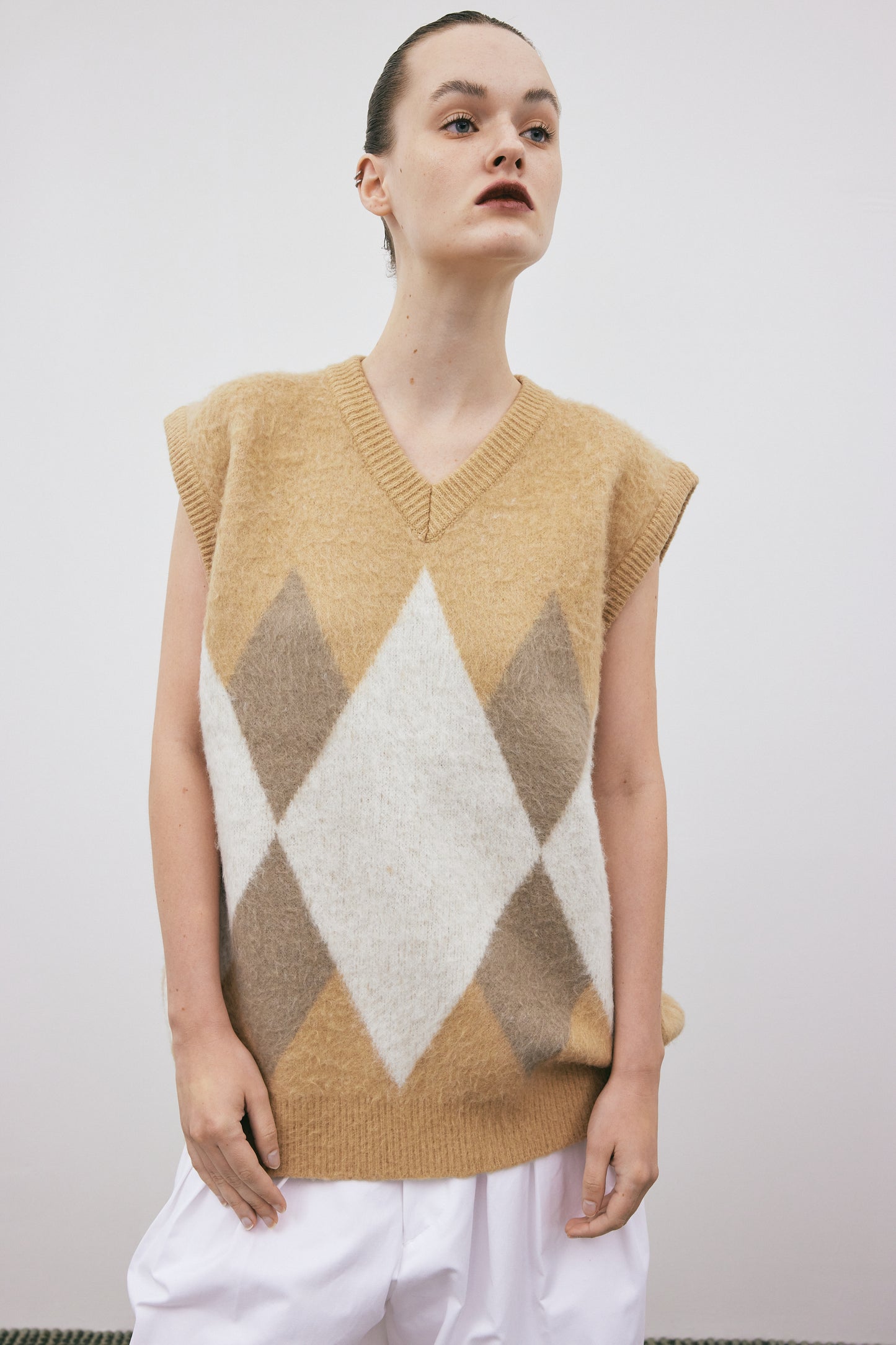 Chuck Argyle Knit Vest, Wheat