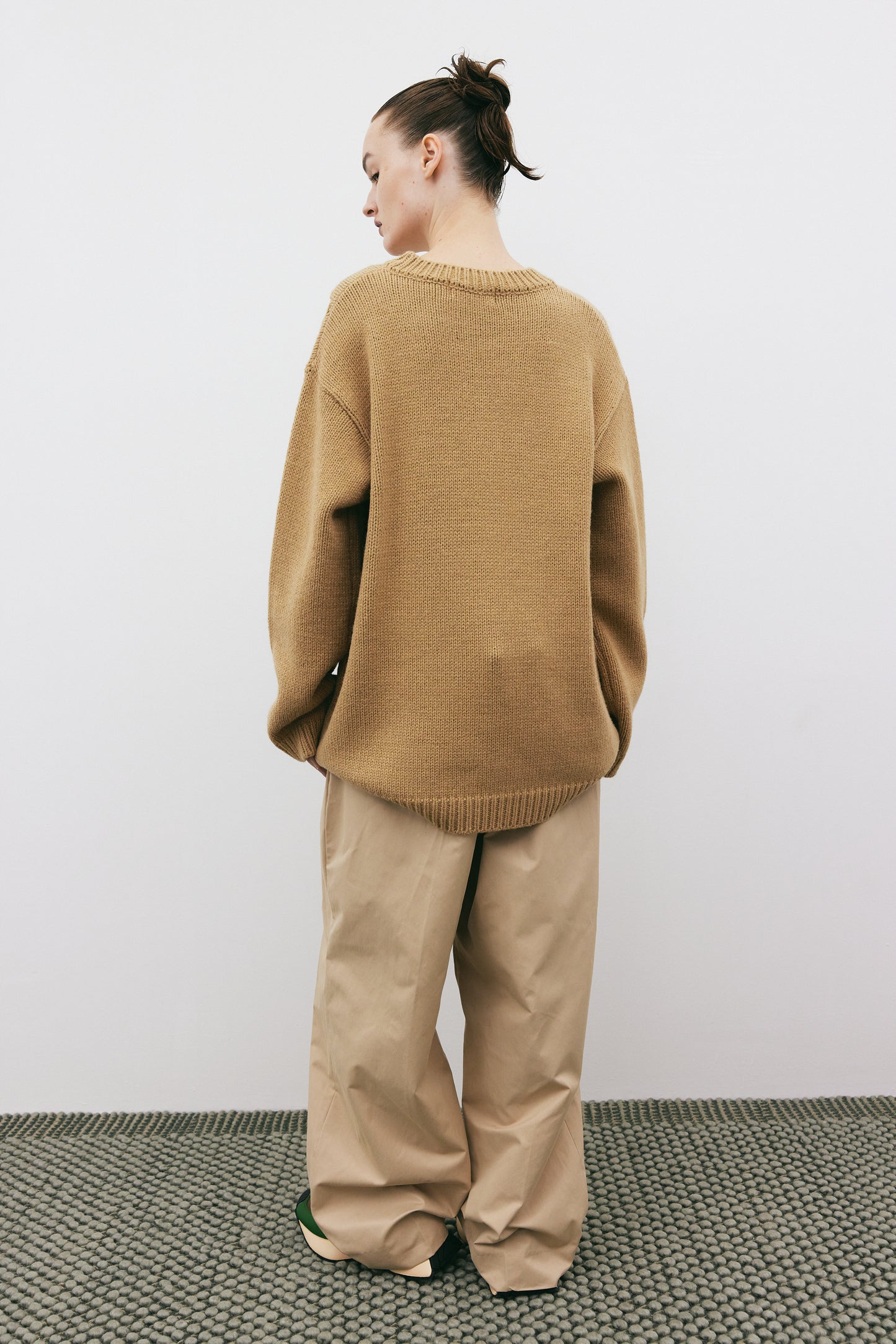 Diagonal Cut-Out Sweater, Granola