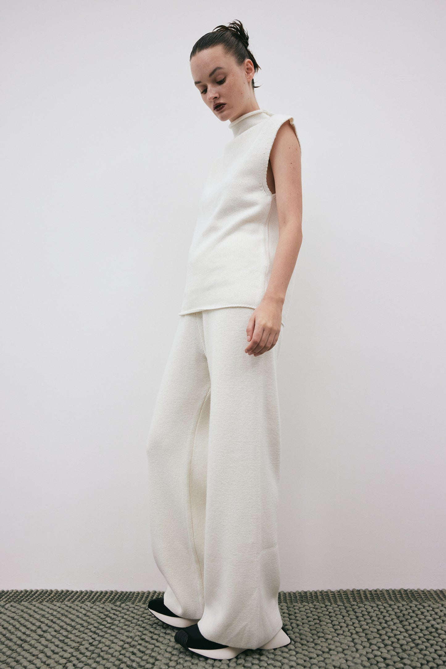 Cashmere Blend Knit Pants, Ceramic White