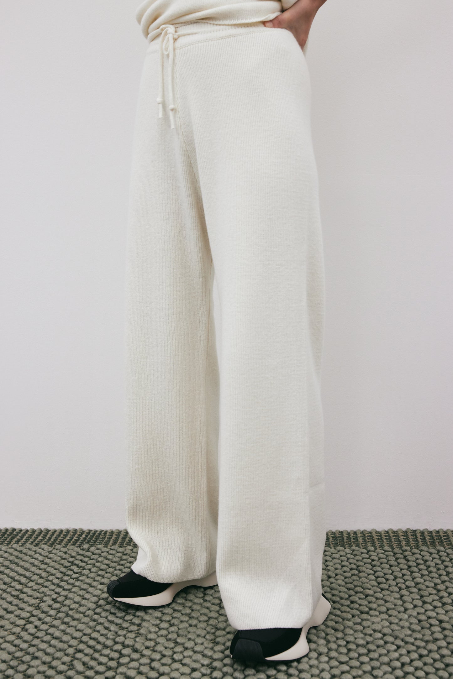 Cashmere Blend Knit Pants, Ceramic White