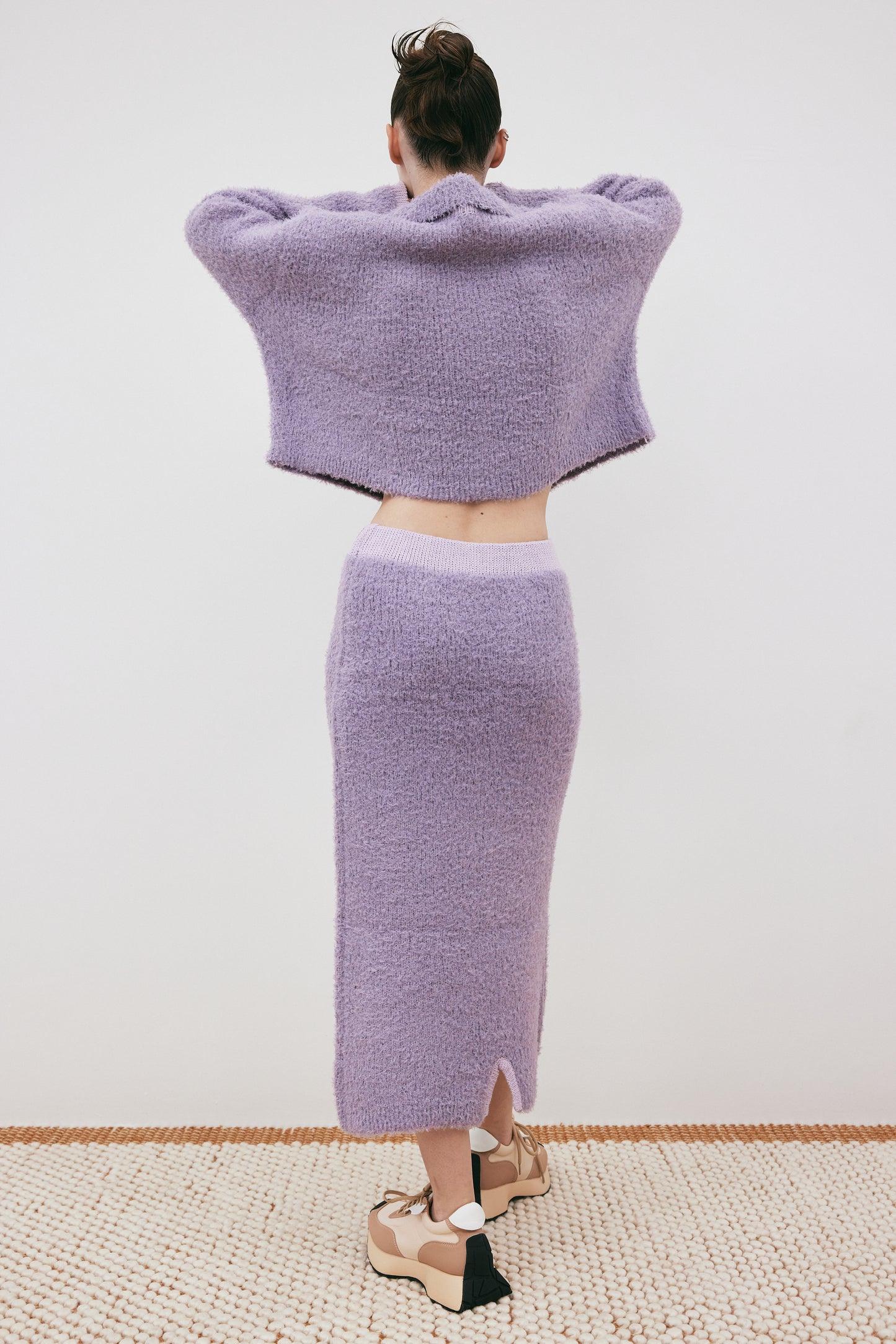 Double Faced Knit Jacket & Skirt Set, Mauve