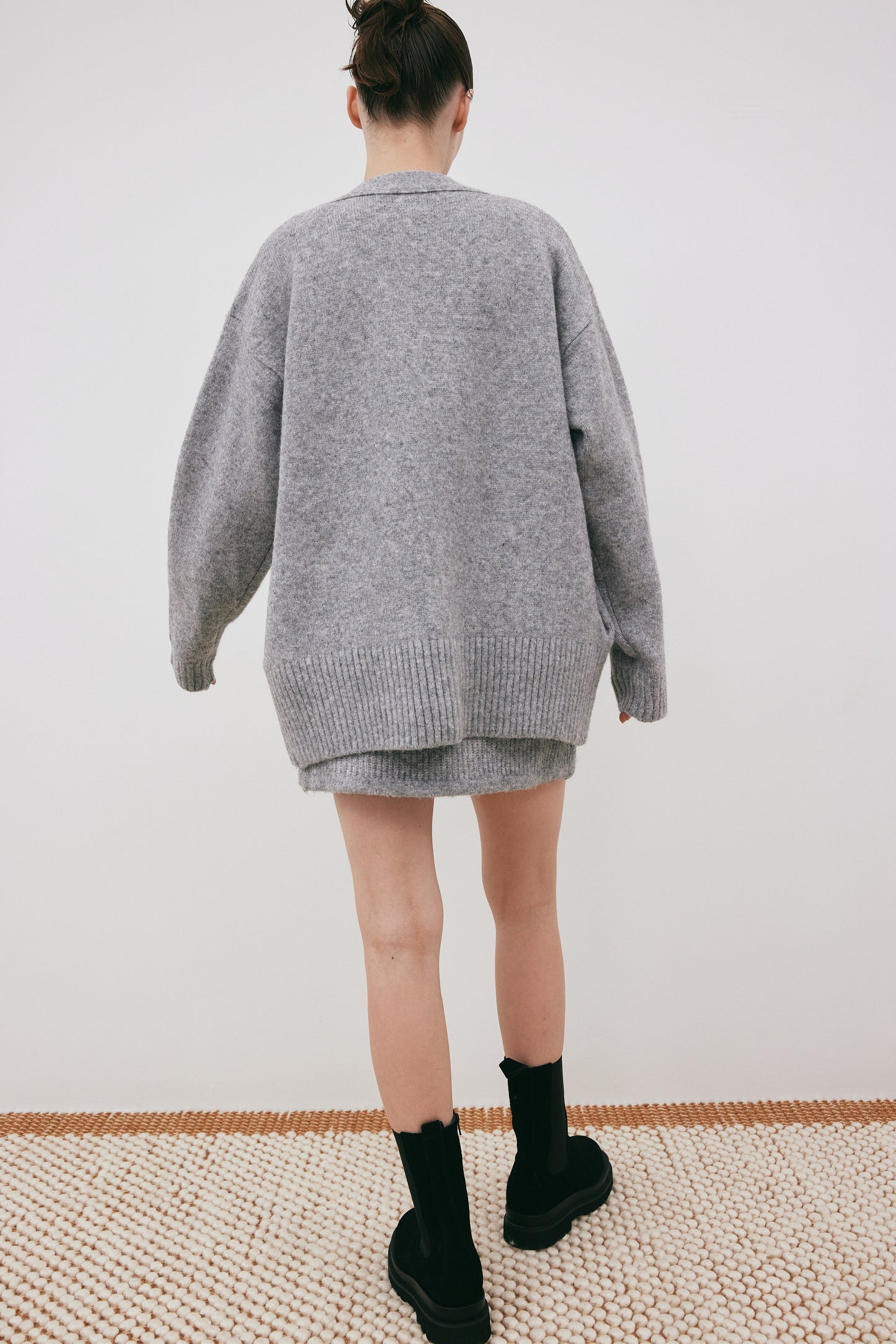 Oversized Knit Cardigan, Cloud Grey