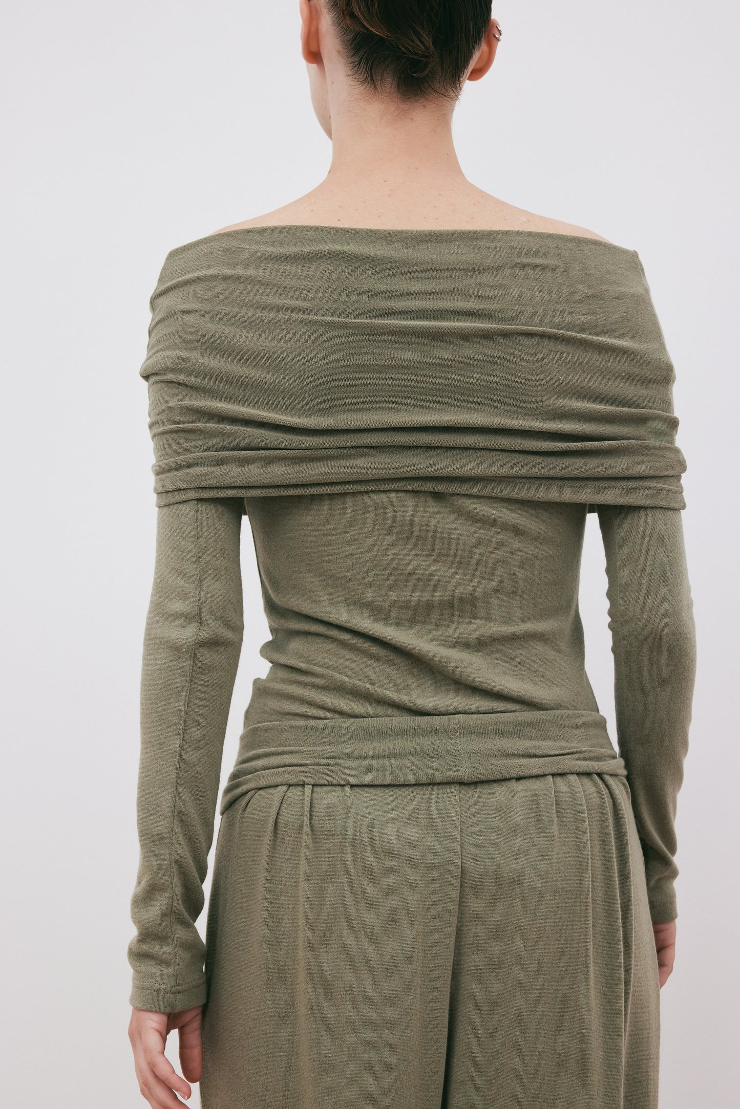 Cold Shoulder Jersey Knit Top, Olive