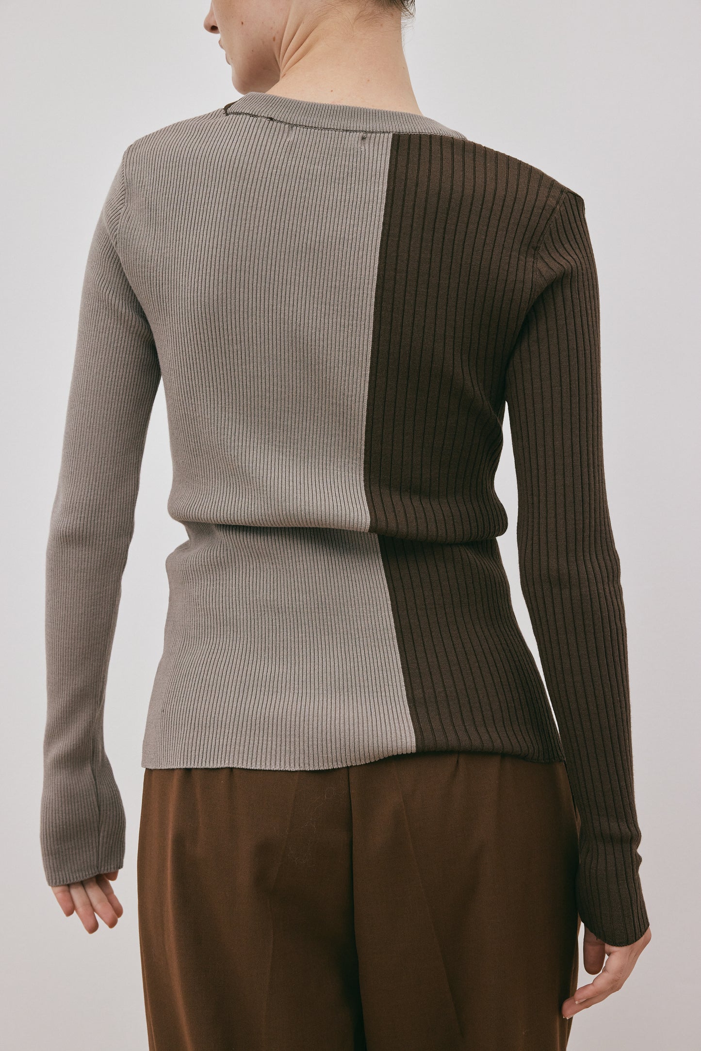 Colorblock Round Knit, Cedar & Mink