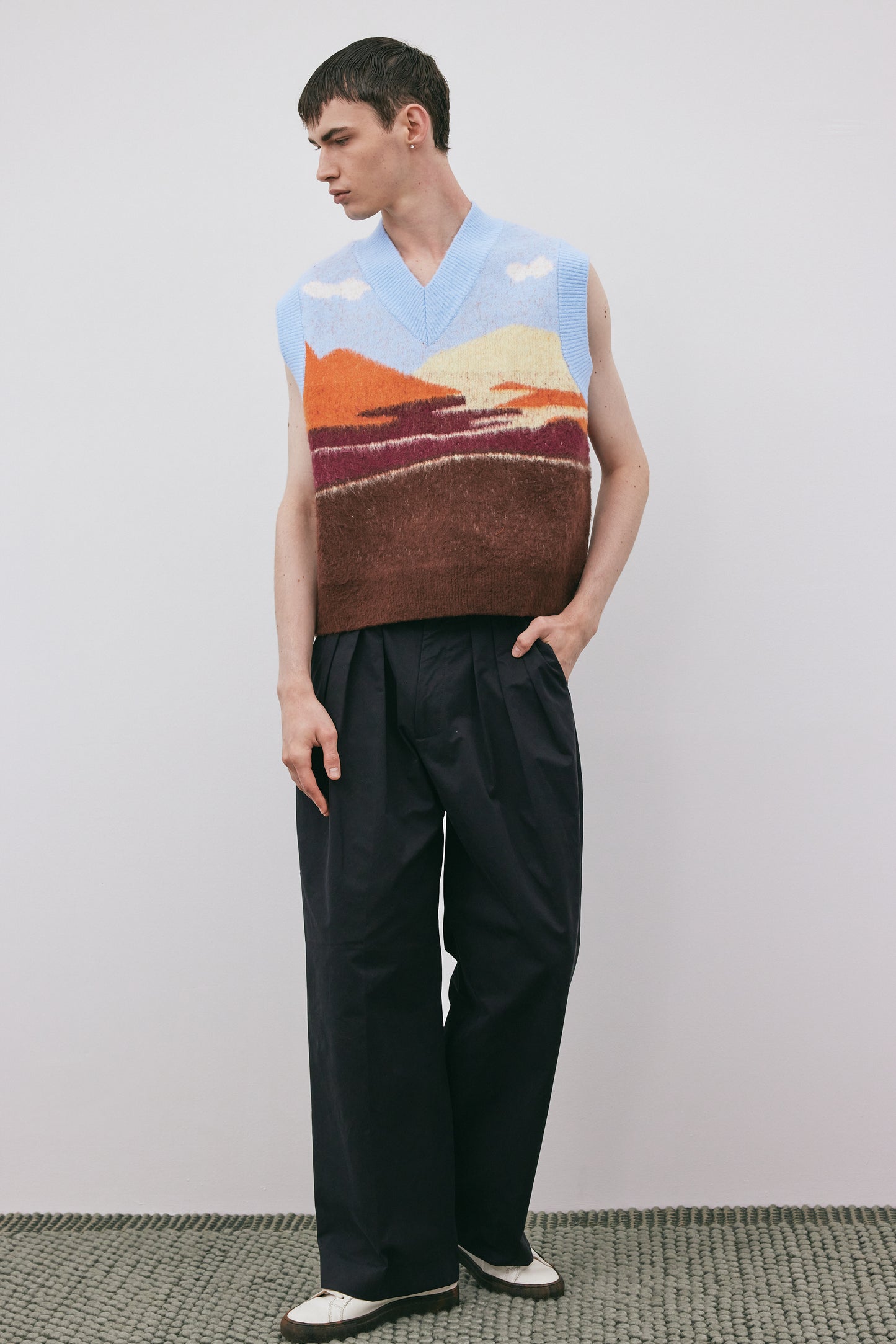 Scenery Boxy Knit Vest, Mountain View
