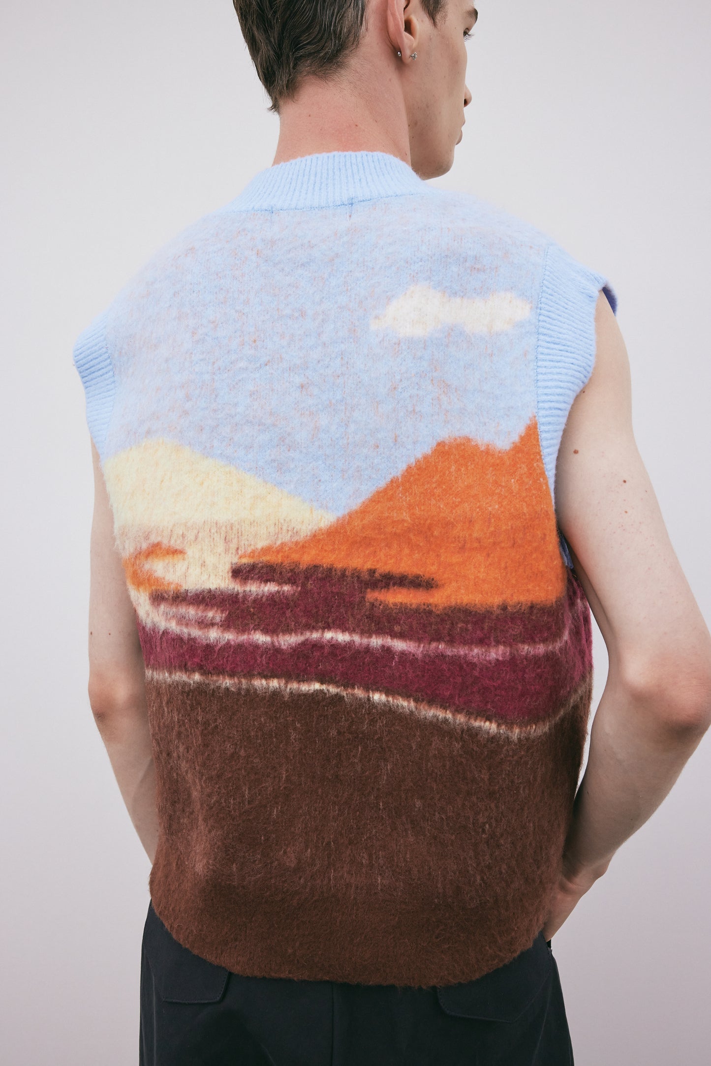 Scenery Boxy Knit Vest, Mountain View