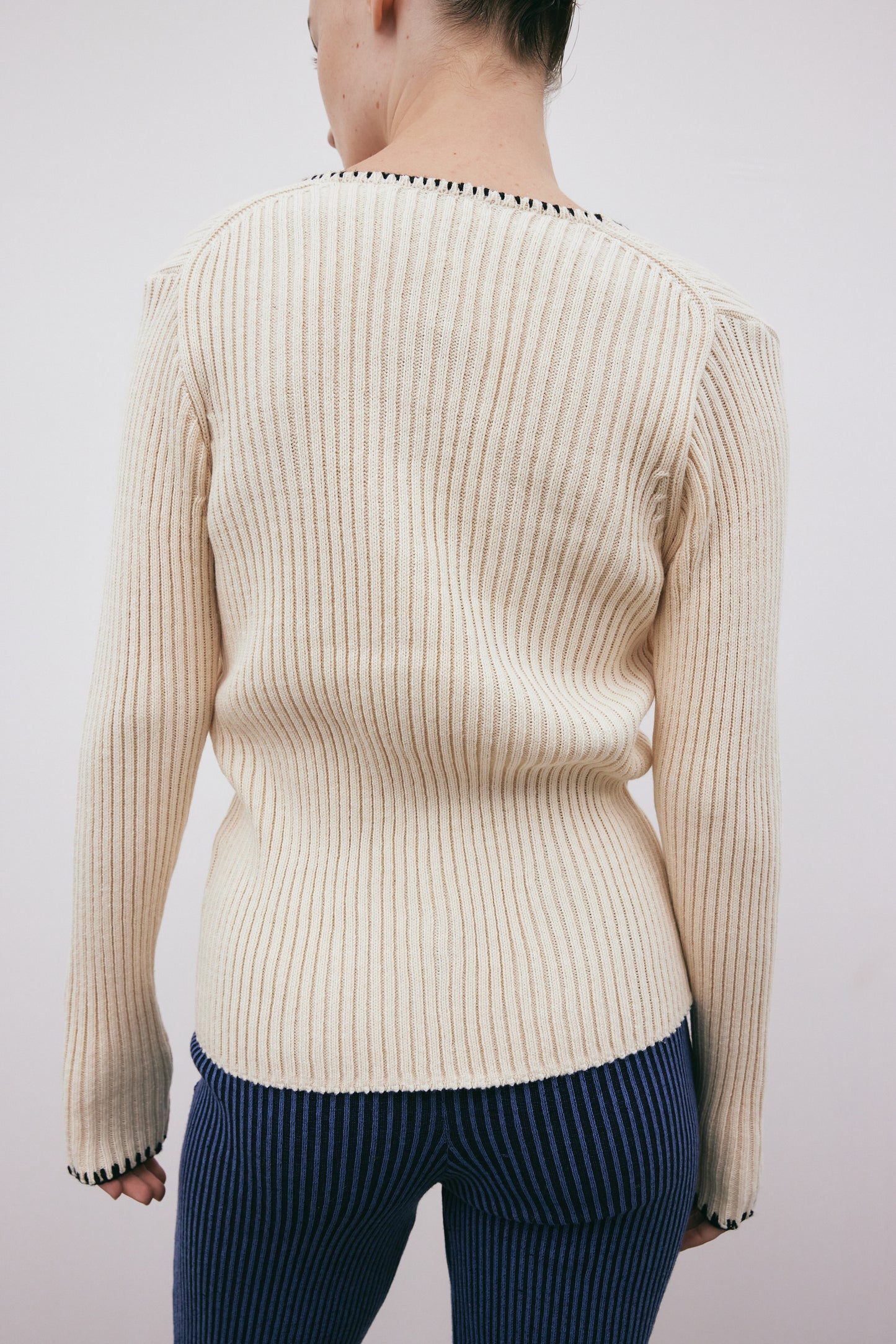 Rib Stitch Cardigan, Cream