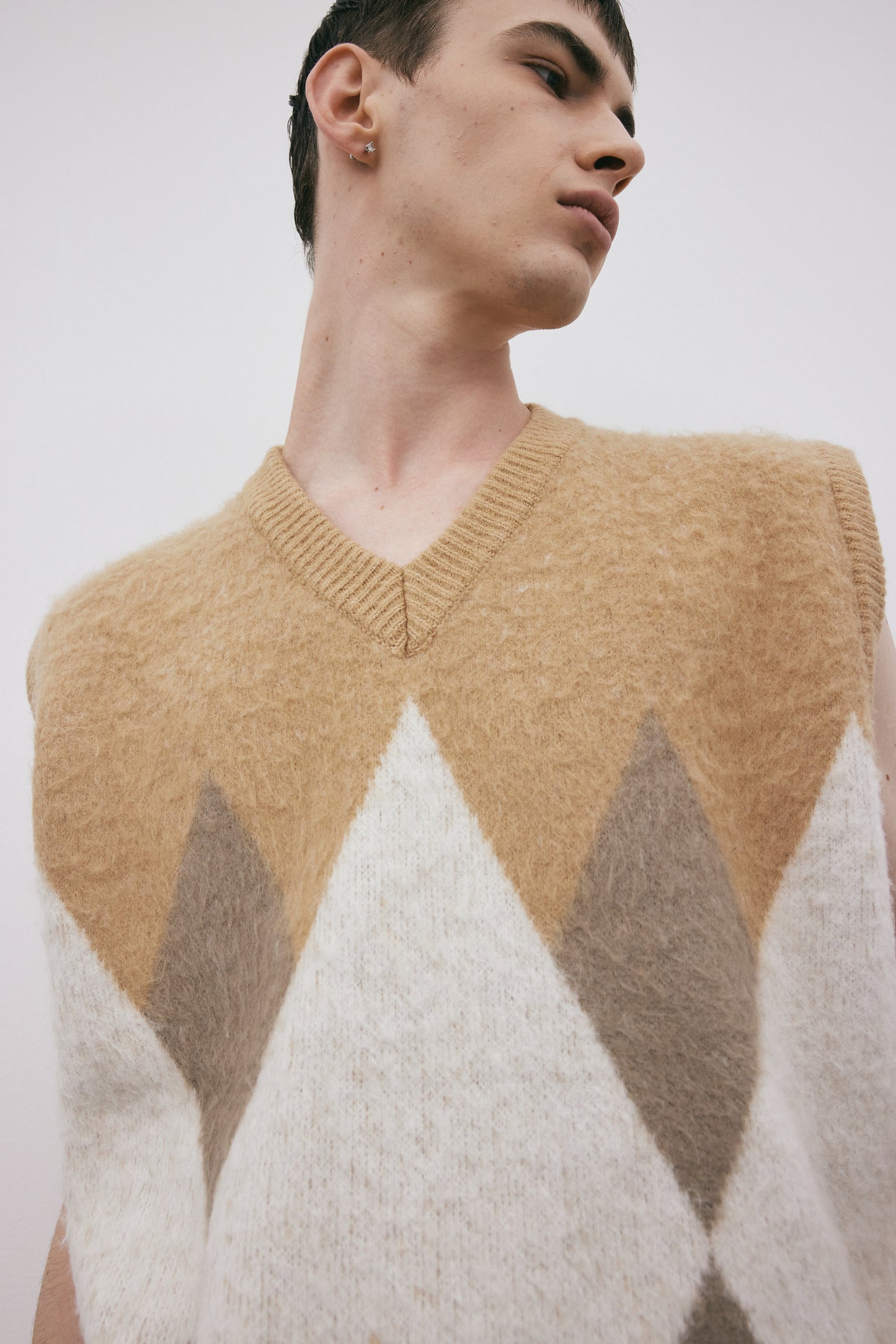 Chuck Argyle Knit Vest, Wheat