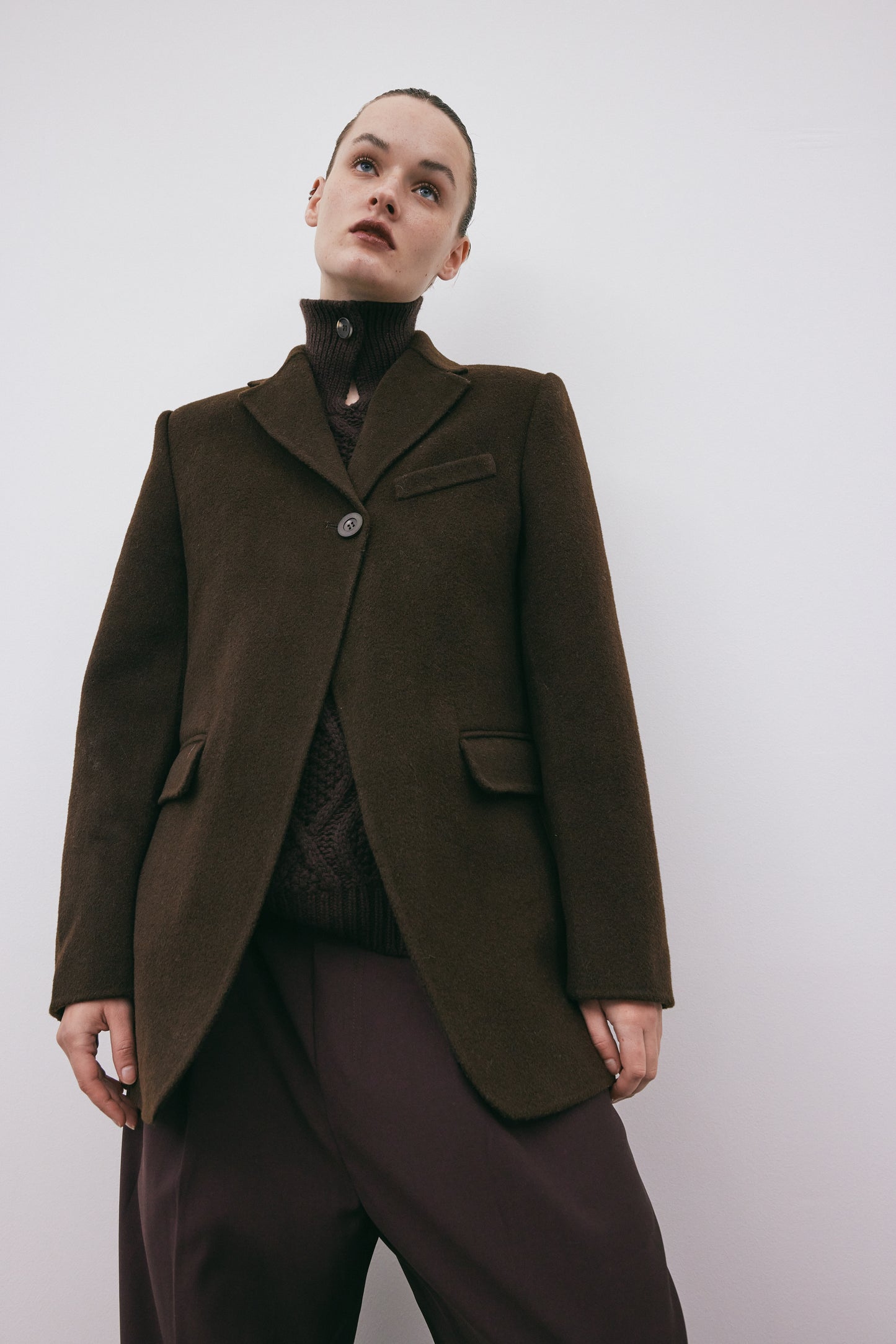 Single Breasted Wool Blazer, Espresso