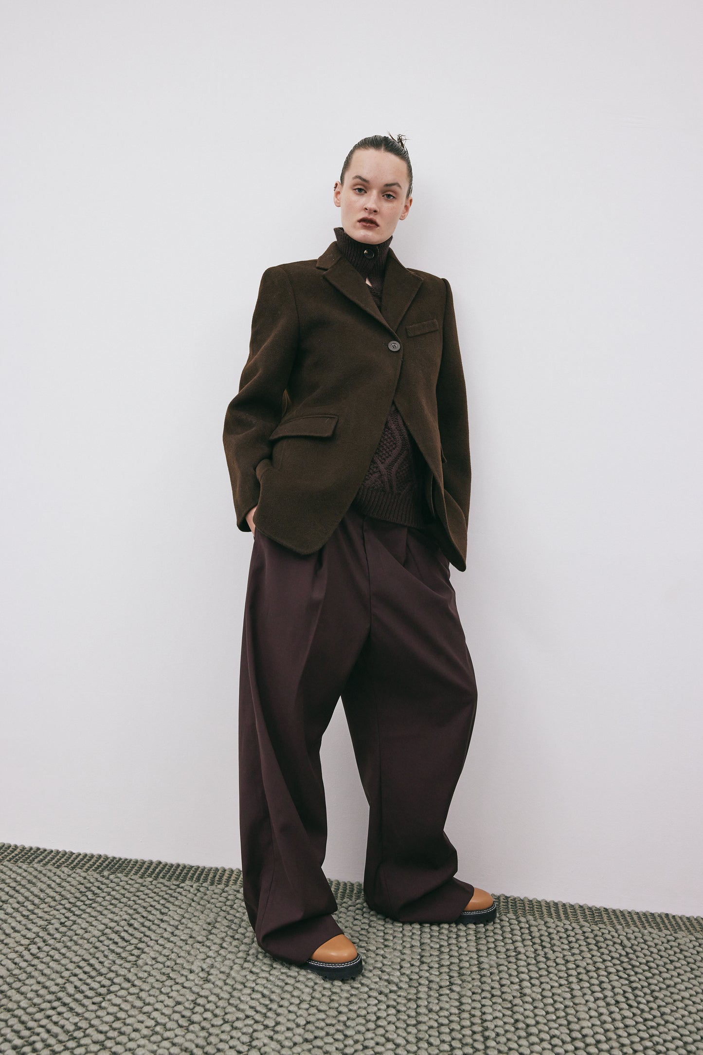 Single Breasted Wool Blazer, Espresso