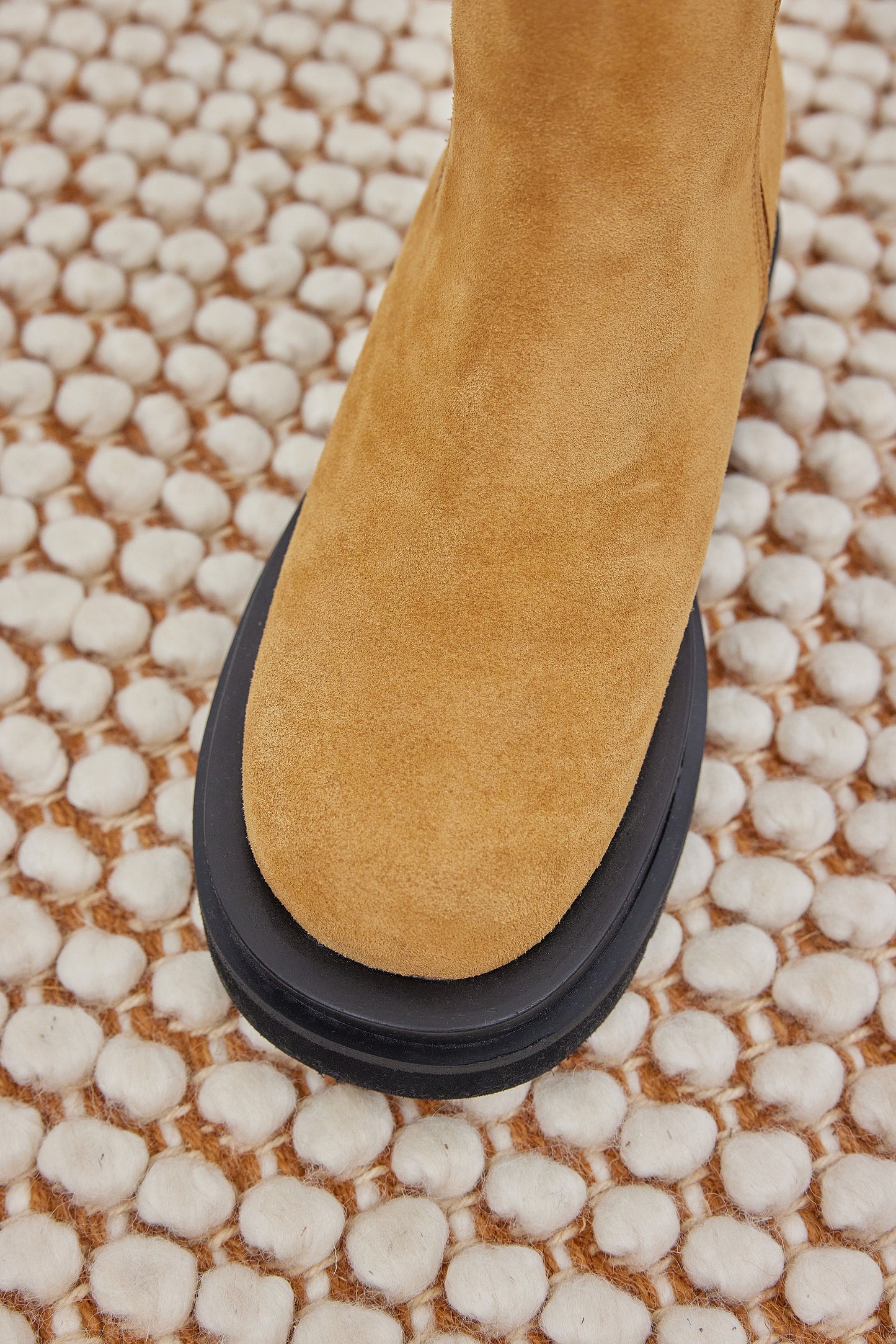 Suede Chunky Lug Sole Boots, Toast