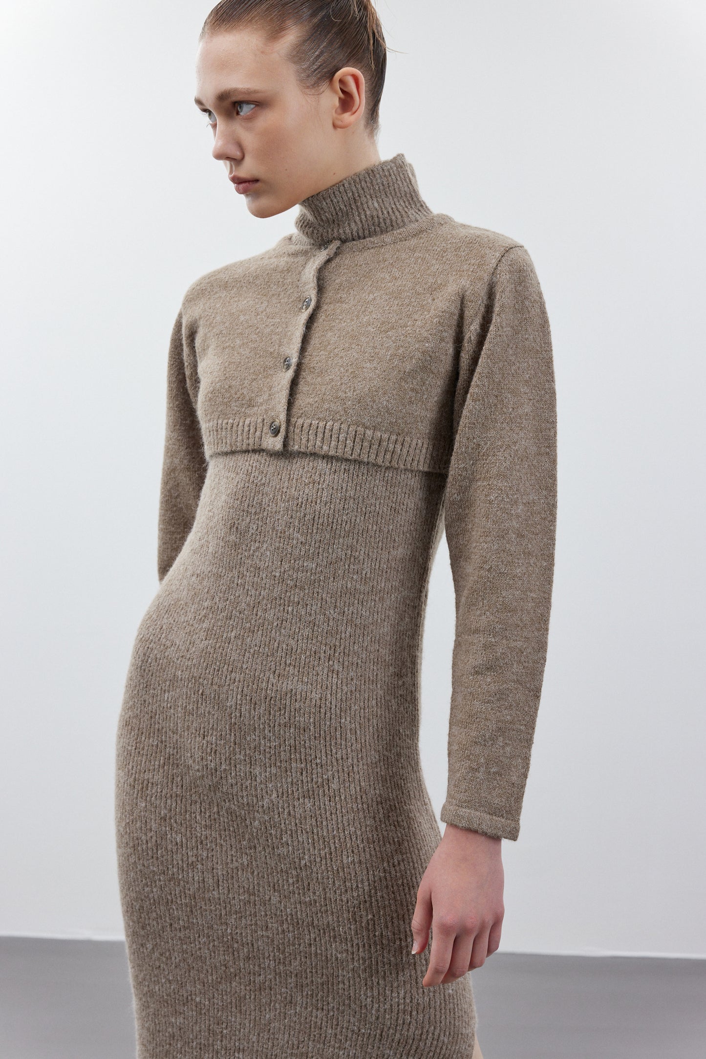 Hairy Knit Crop Cardigan, Espresso