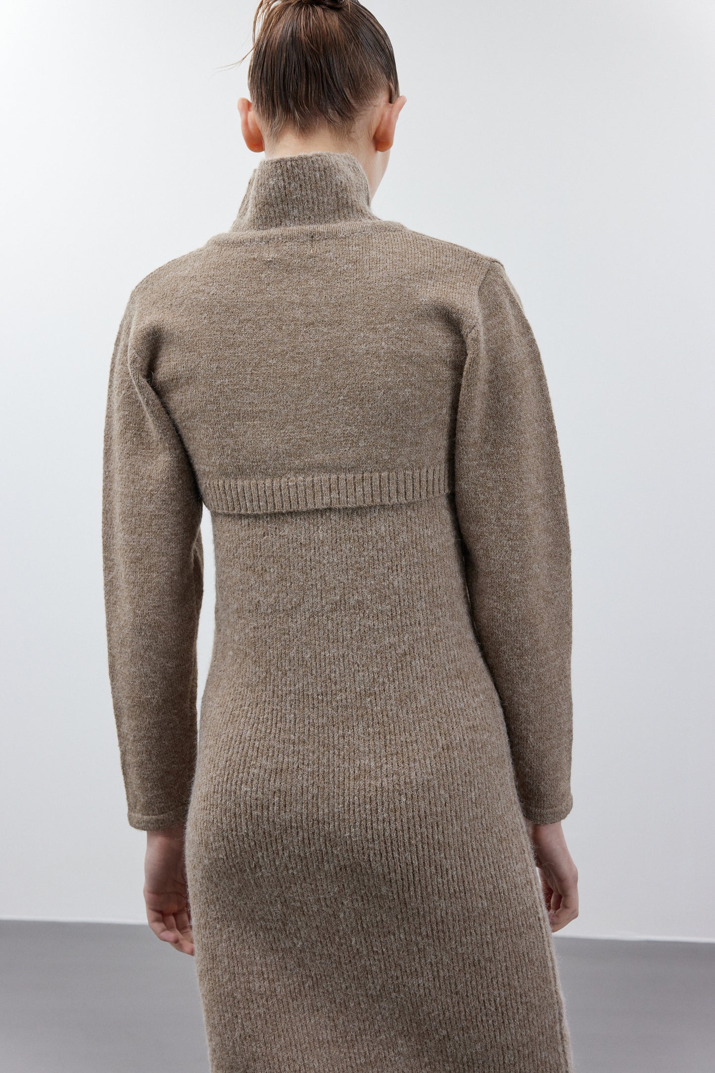 Hairy Knit Crop Cardigan, Espresso