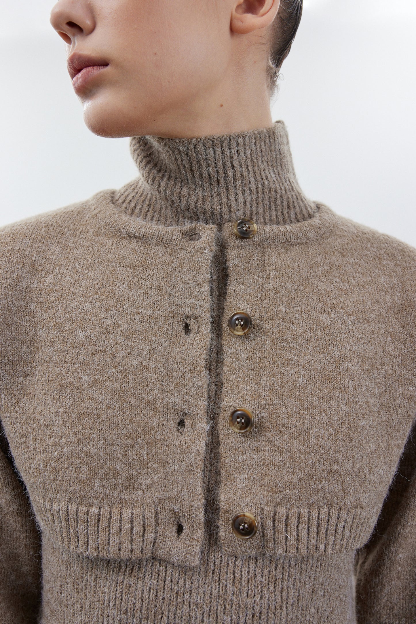 Hairy Knit Crop Cardigan, Espresso
