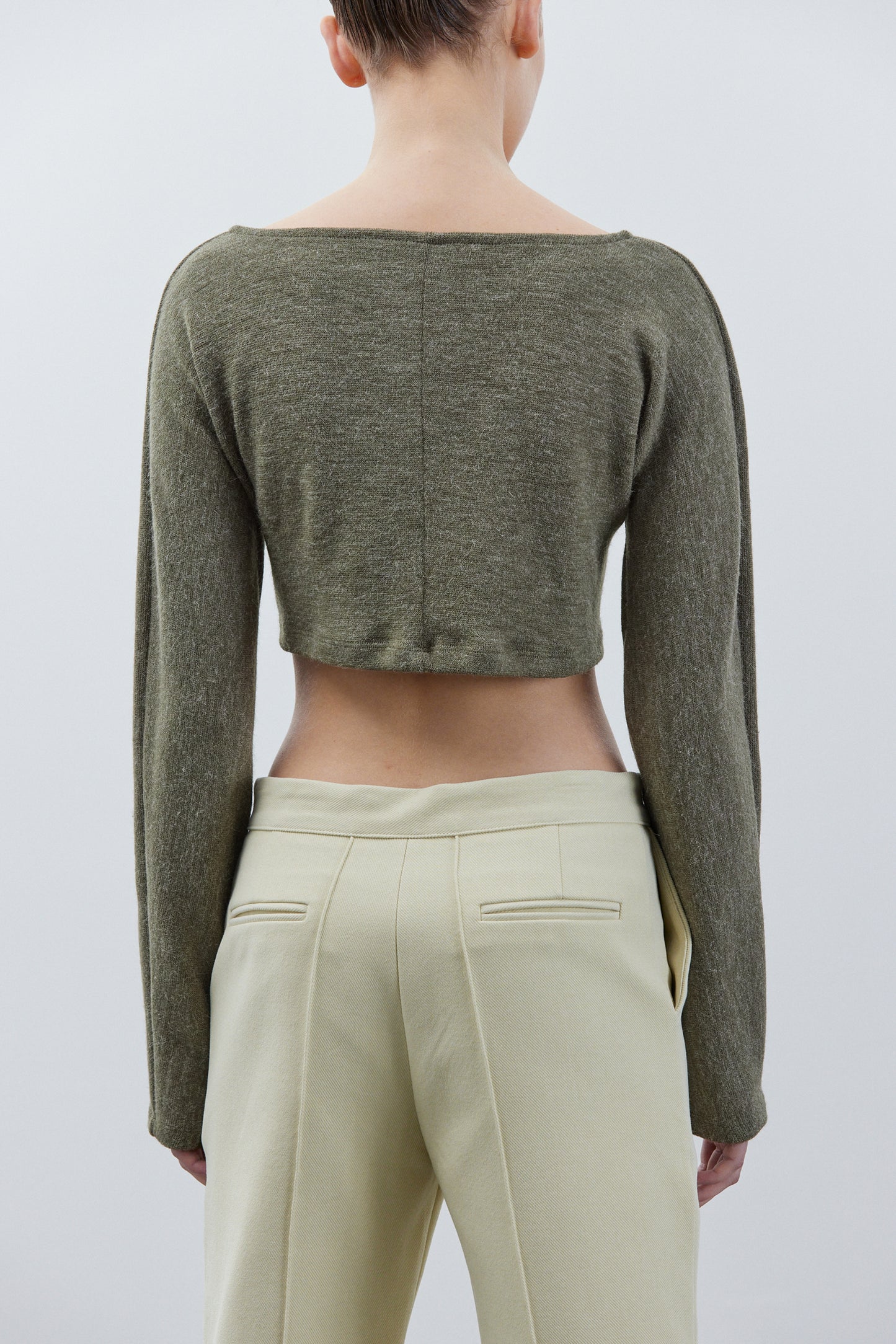 Chain Link Open Cardigan, Fern Green Melange