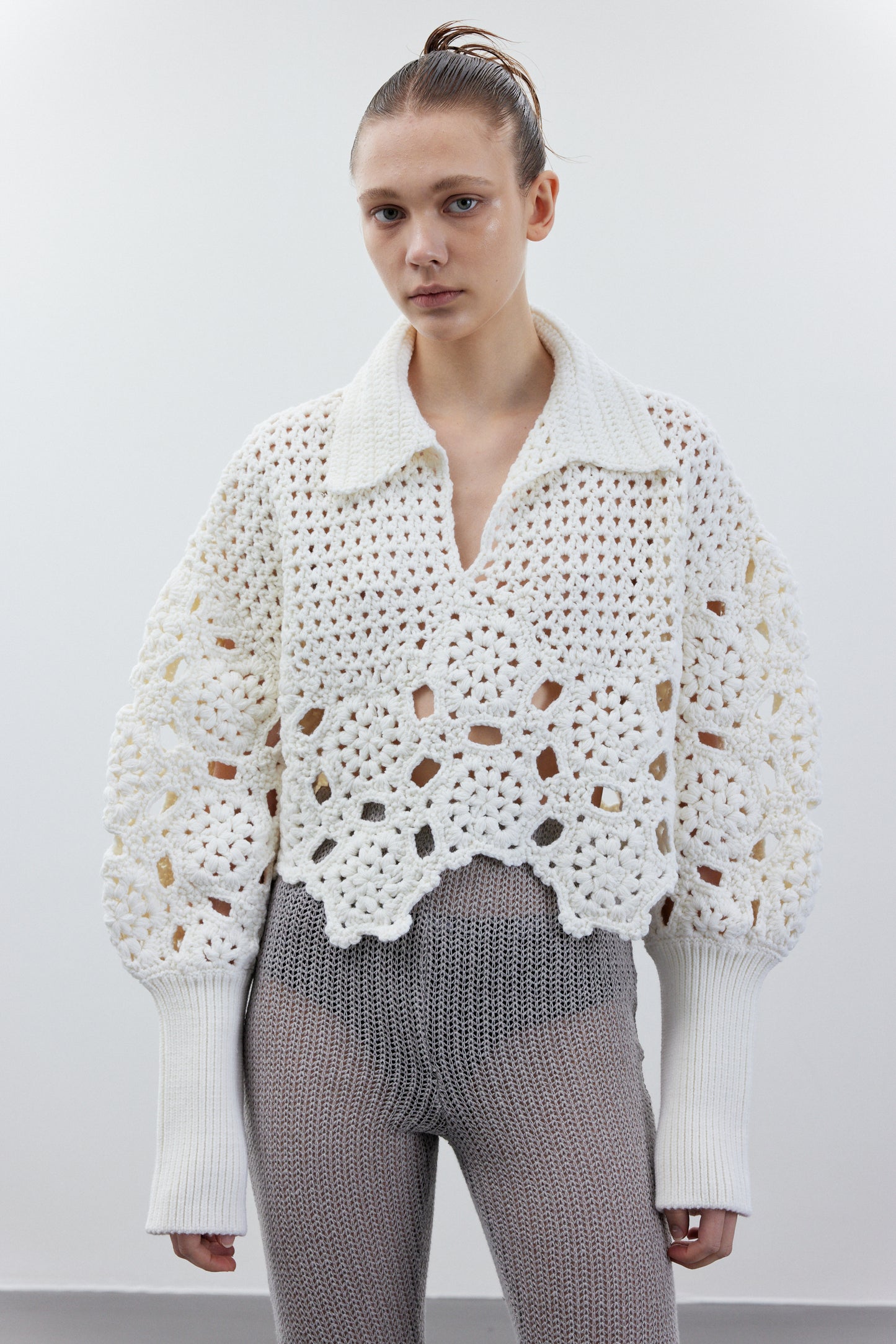 Combination Crochet Sweater, Snow