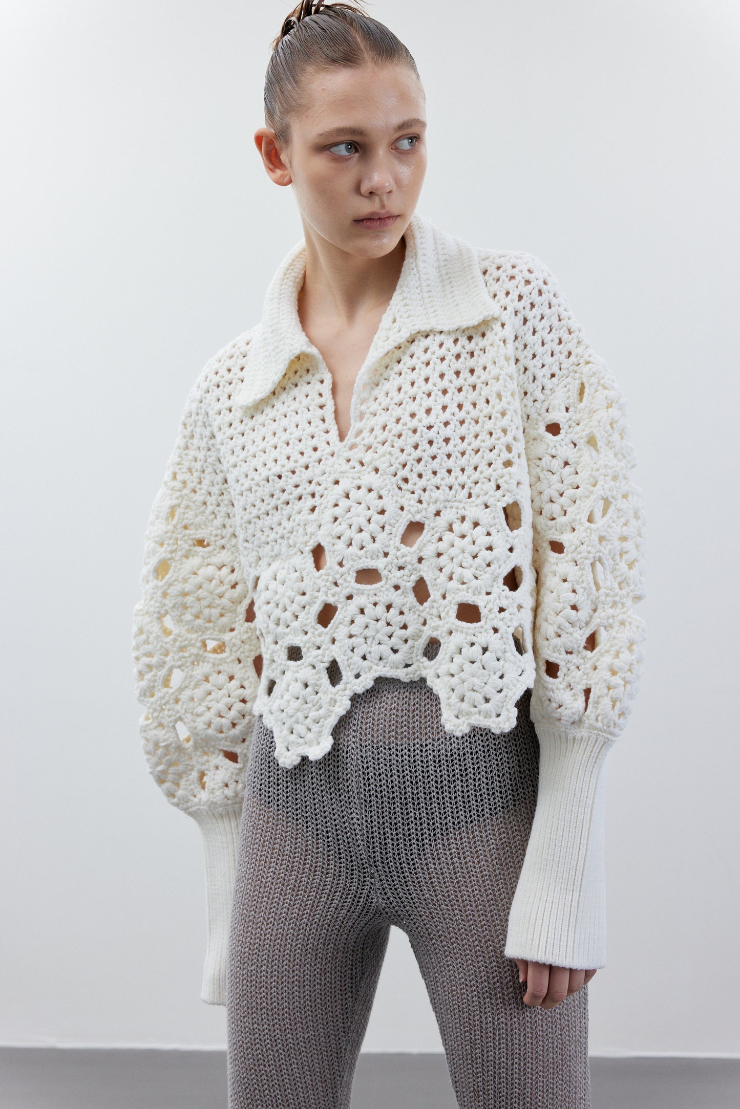 Combination Crochet Sweater, Snow