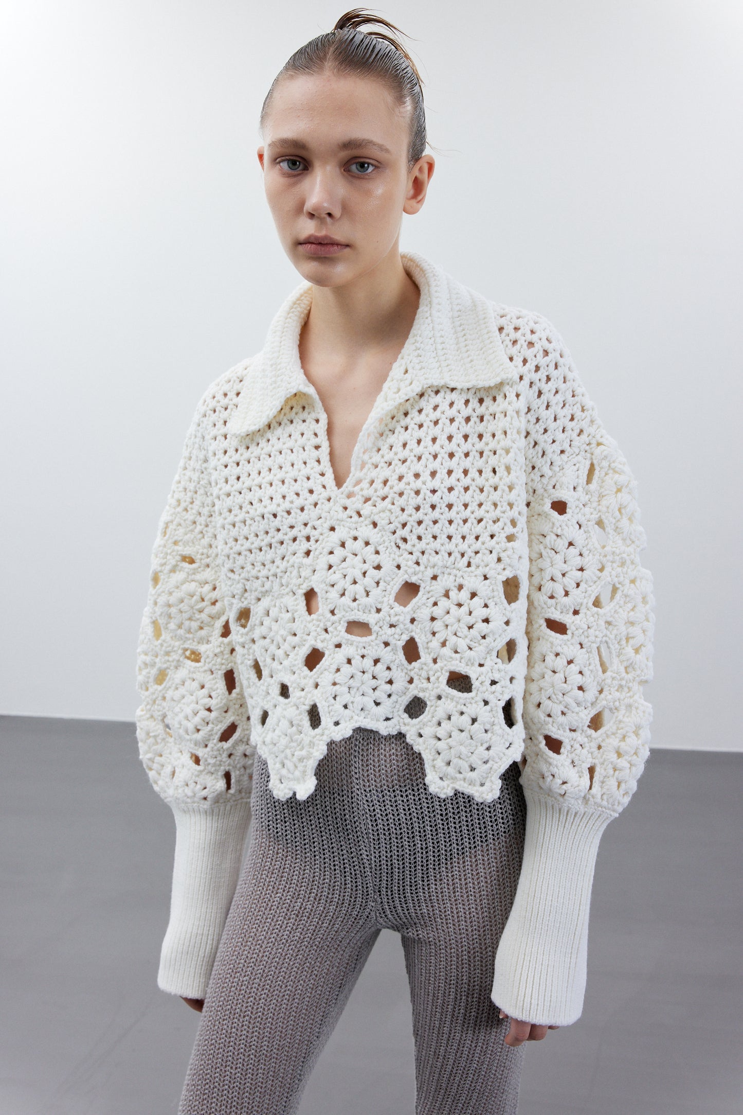 Combination Crochet Sweater, Snow
