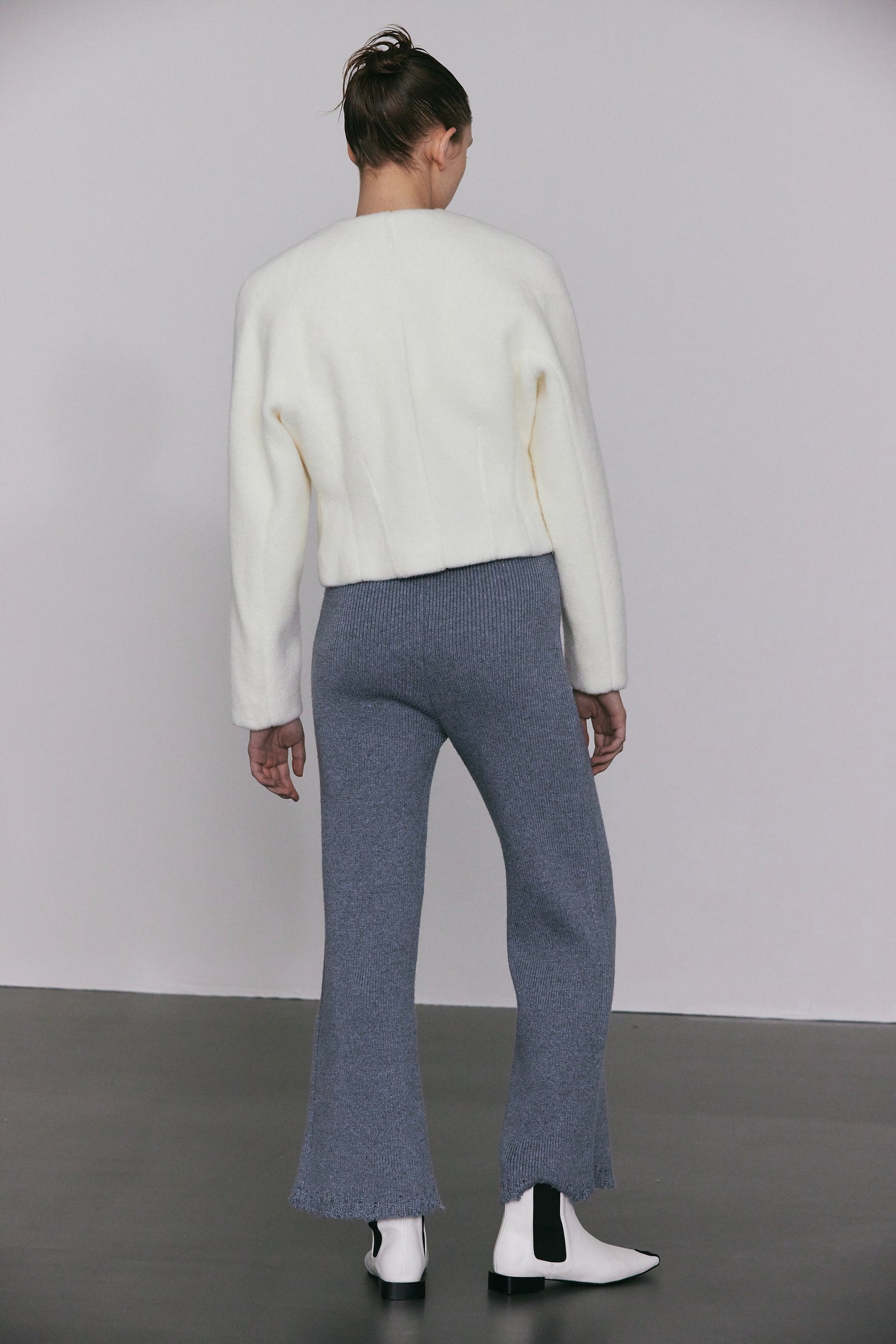 Double Breasted Soft Boucle Jacket, Ivory