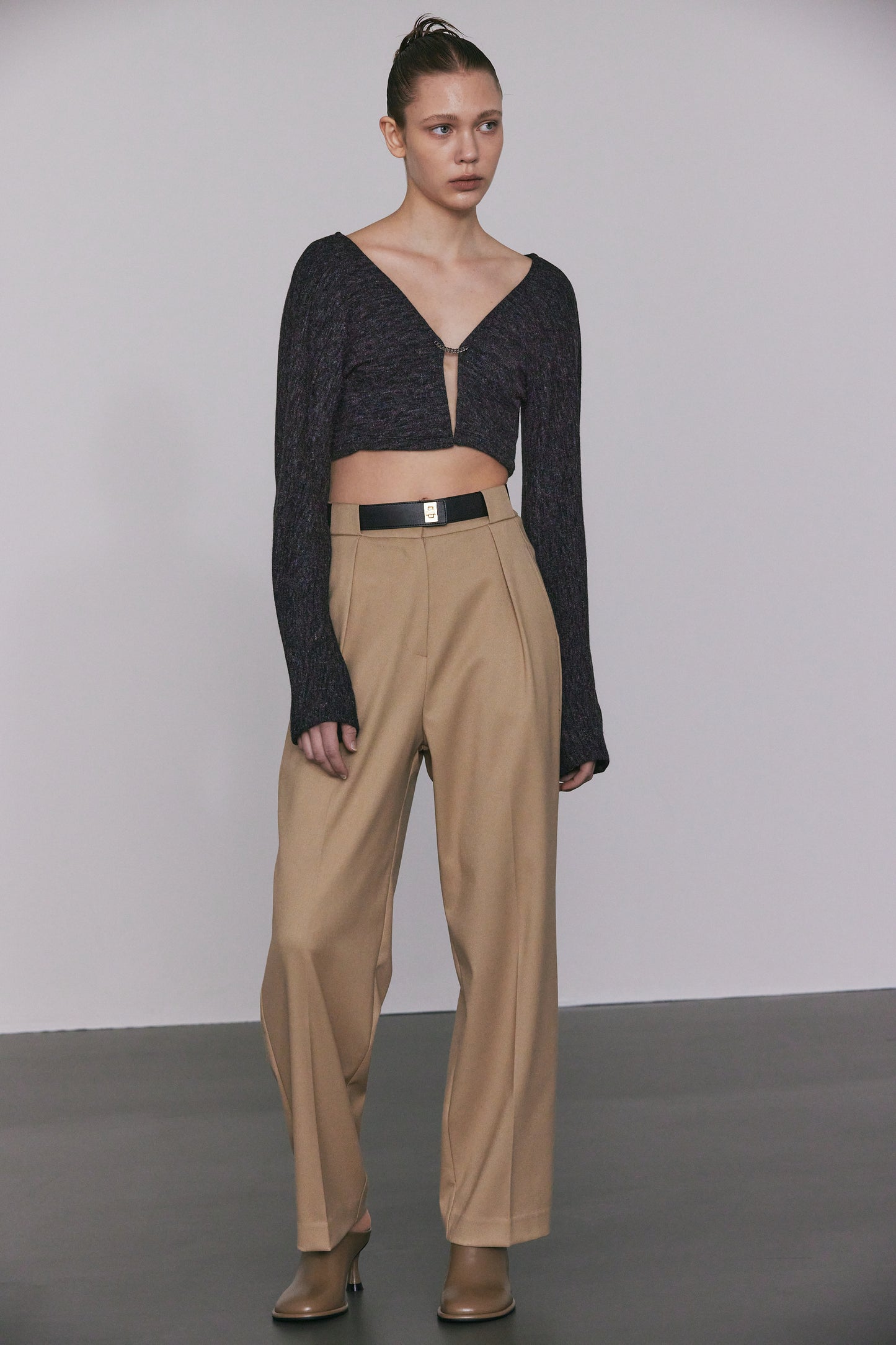 Lock Belted Wide Tapered Trousers, Butterum