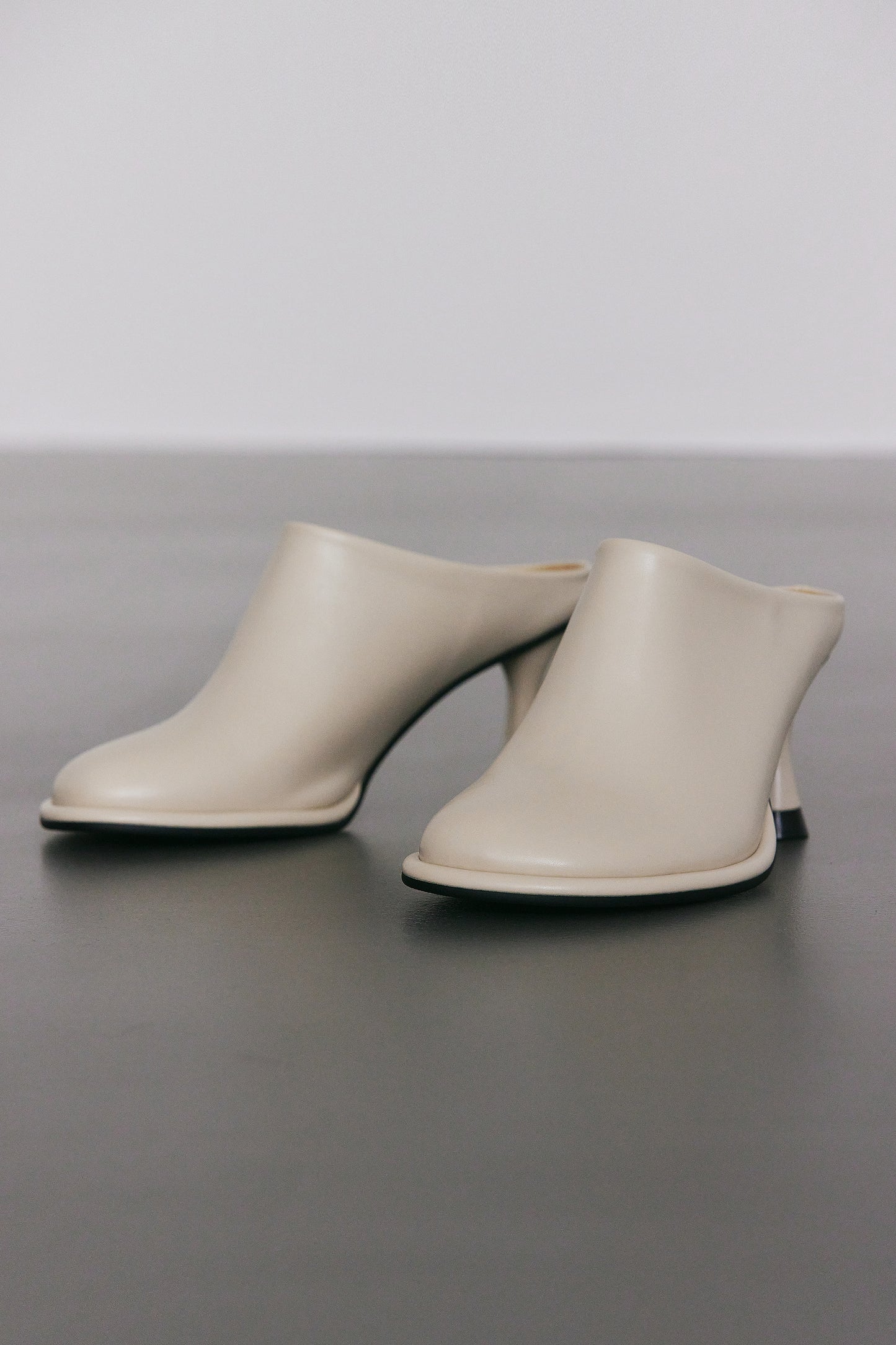 Round Toe Leather Mule, Chai Tea