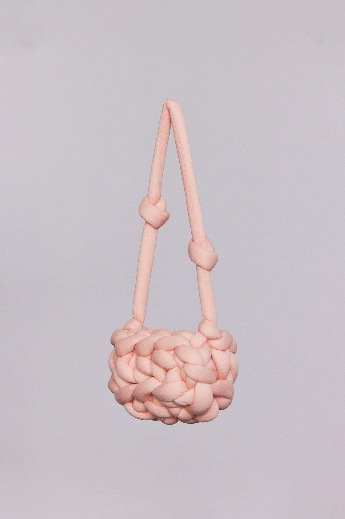 Oval Knitted Basket Bag, Dusty Pink