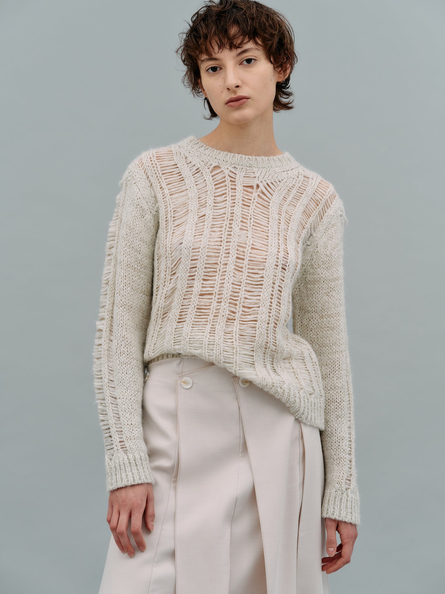 Open Knit Mohair Sweater, Birch