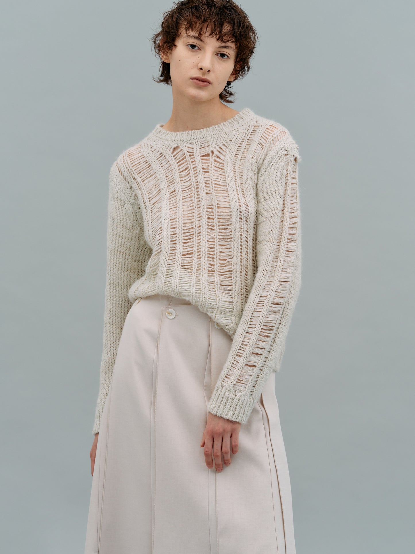 Open Knit Mohair Sweater, Birch