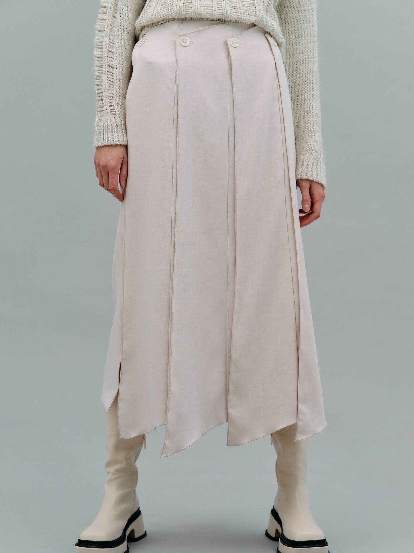 Knife Pleated Skirt, Alabaster