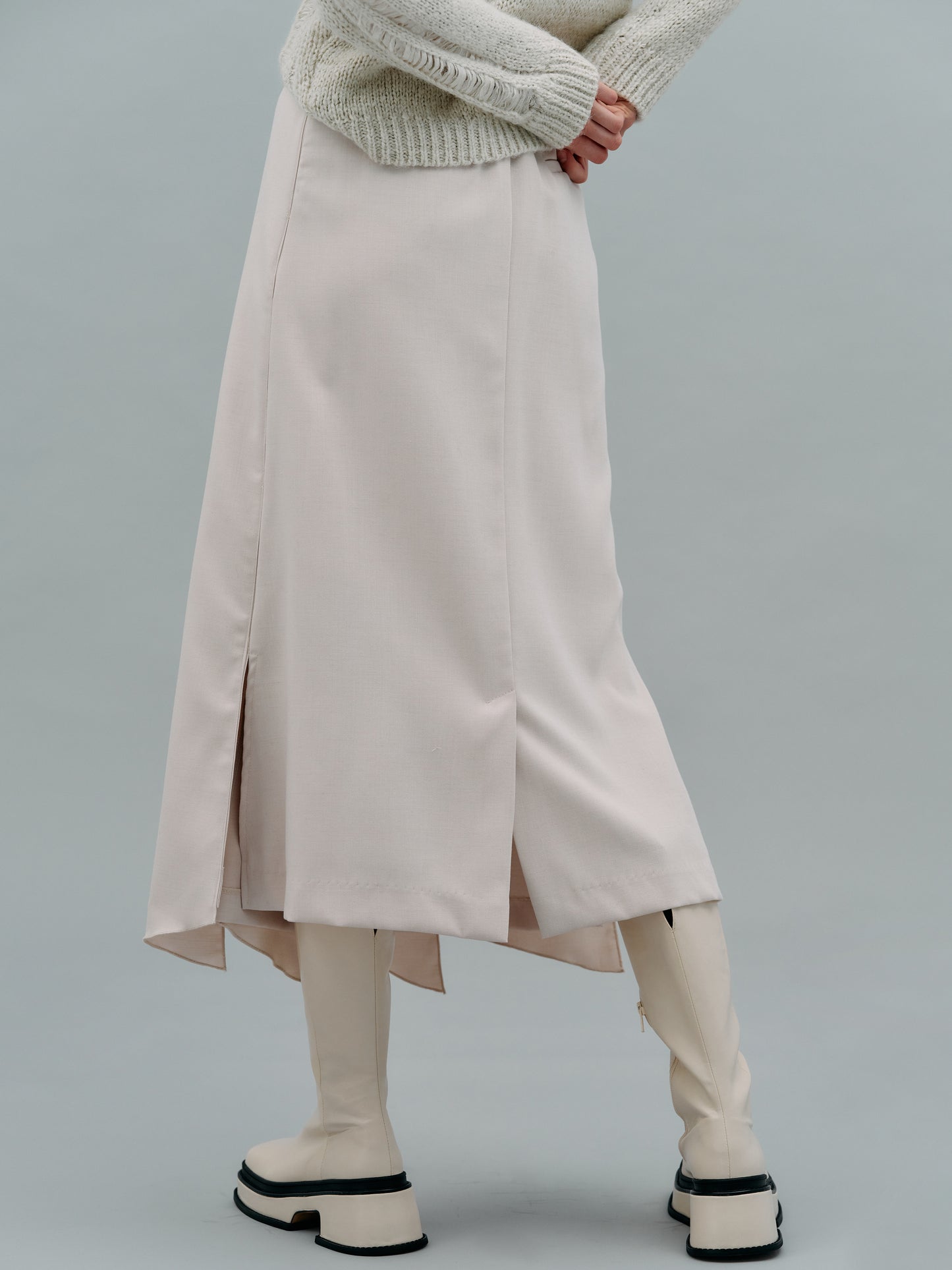 Knife Pleated Skirt, Alabaster