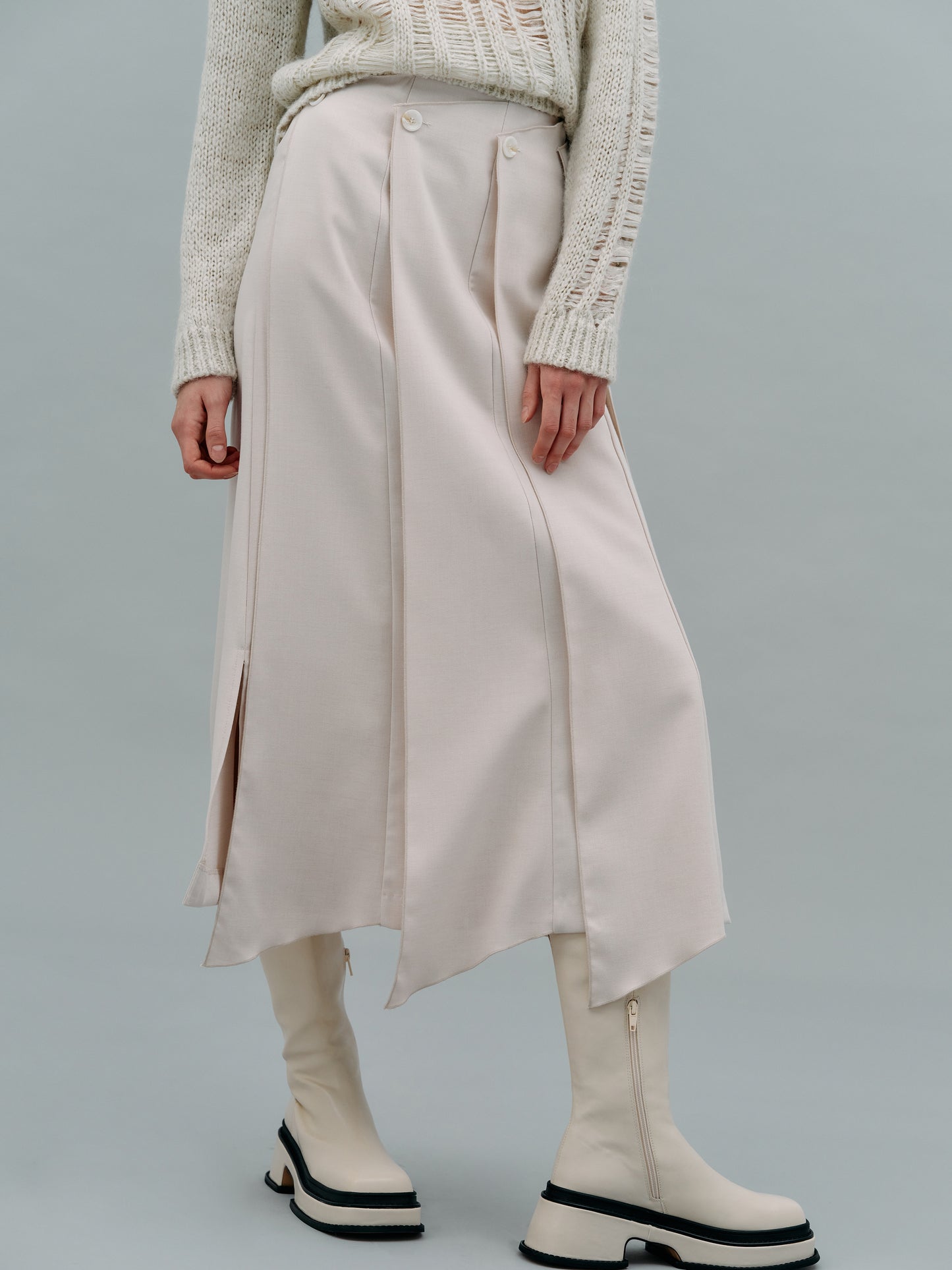 Knife Pleated Skirt, Alabaster