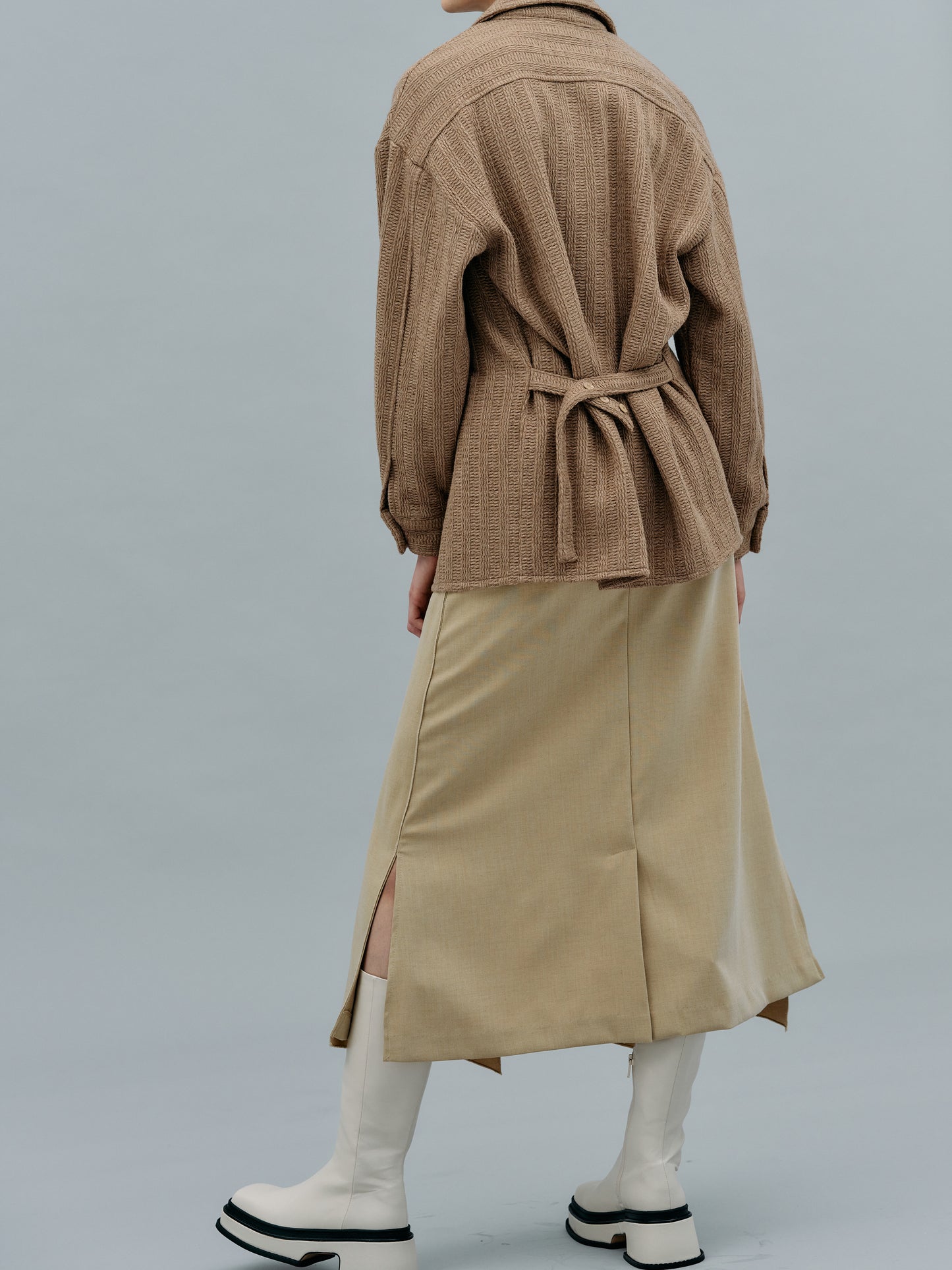 Knife Pleated Skirt, Beige