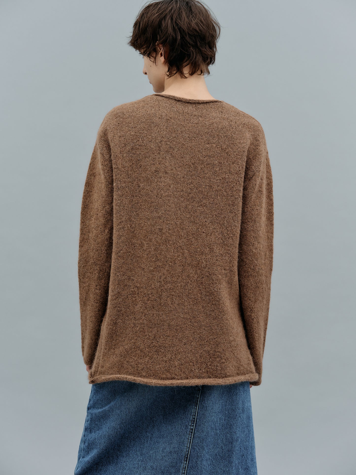 Deep V-Neck Pullover, Mocha