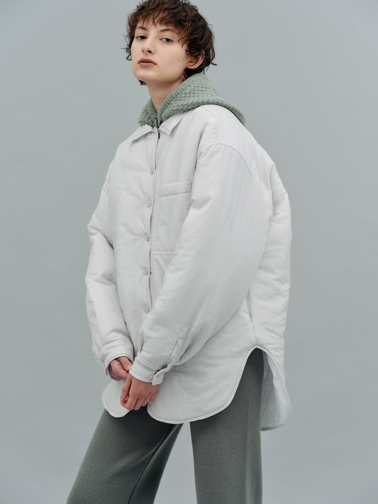 Boxy Padded Shacket, Frost White