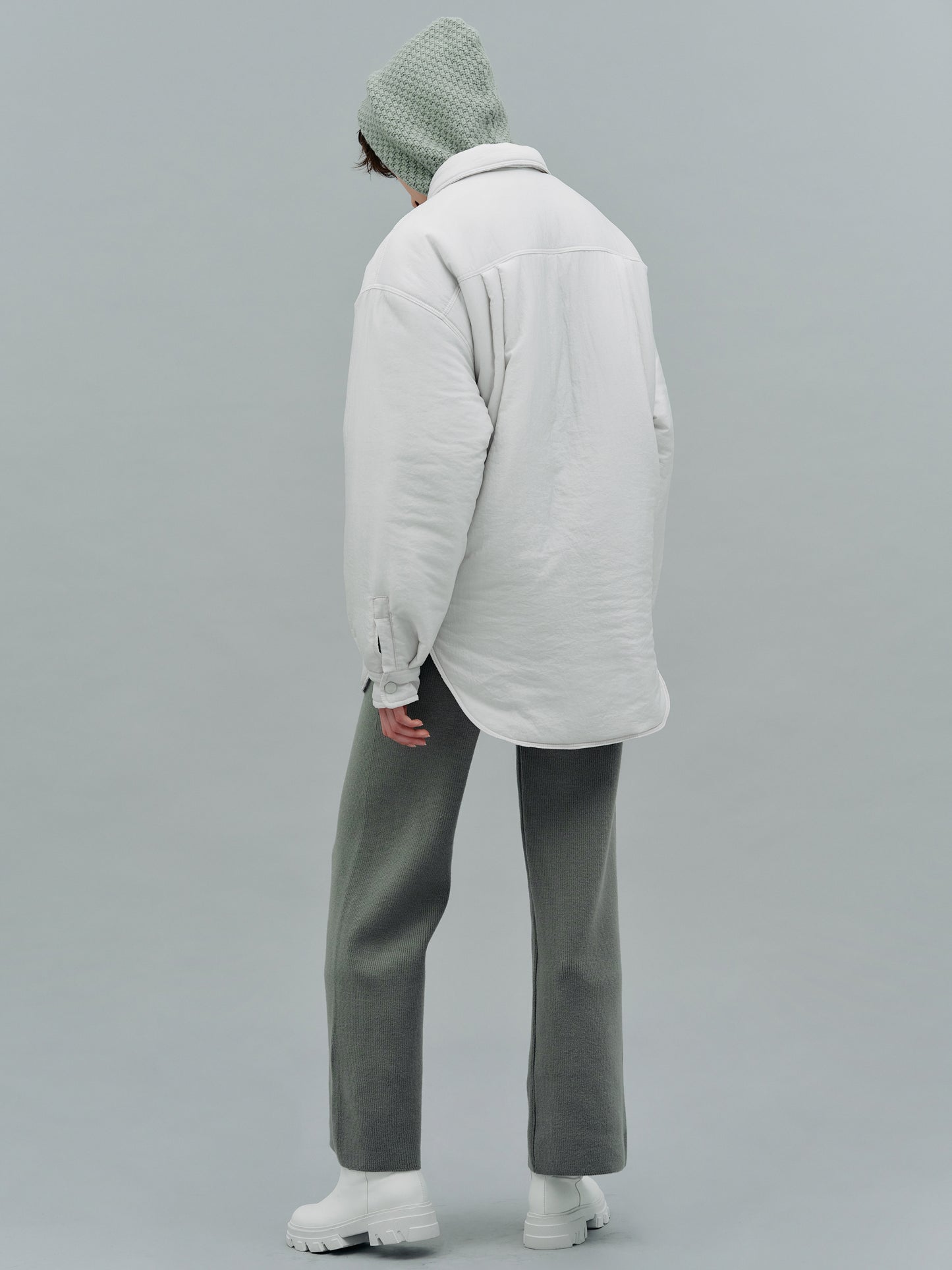 Boxy Padded Shacket, Frost White