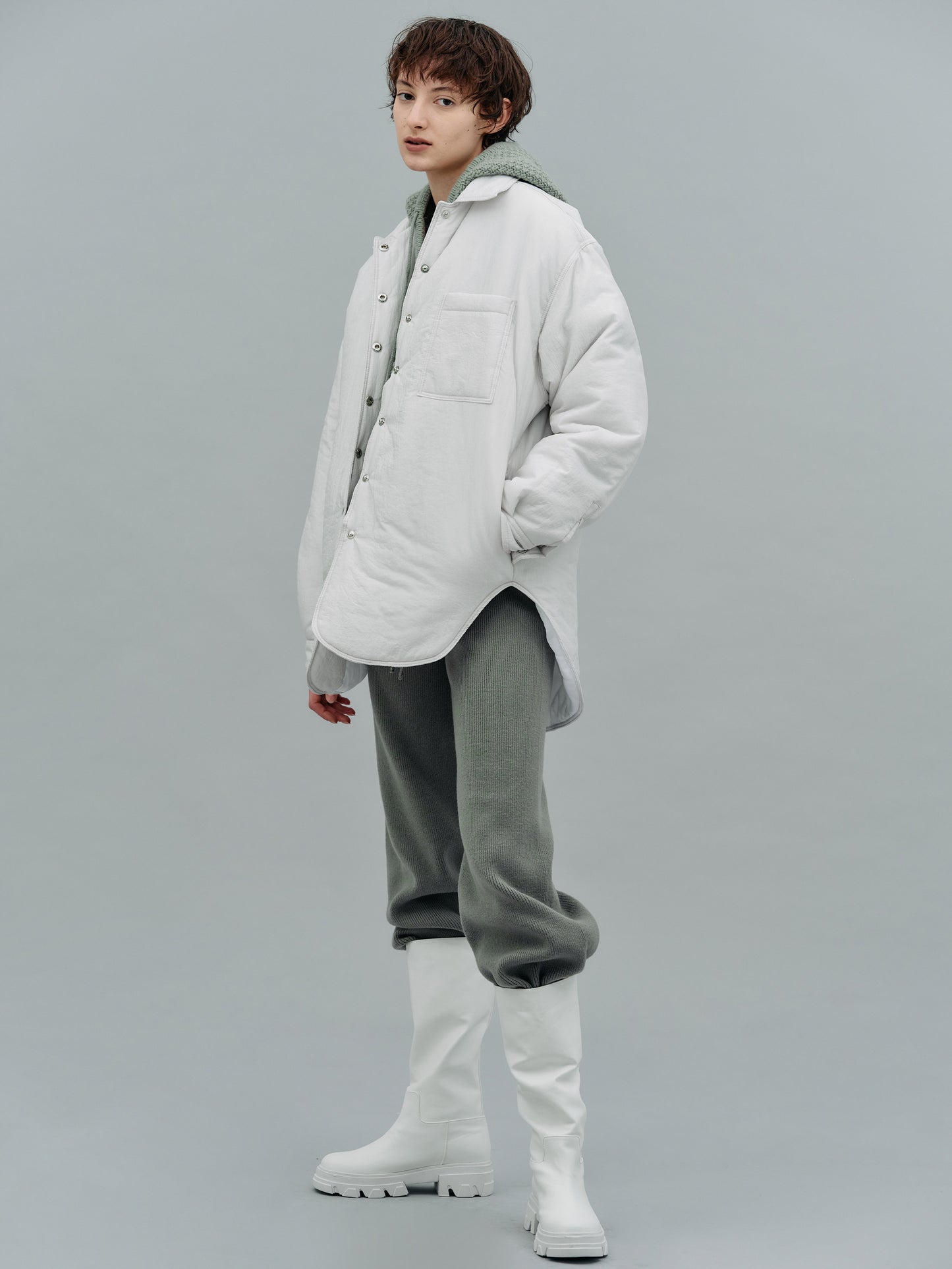 Boxy Padded Shacket, Frost White