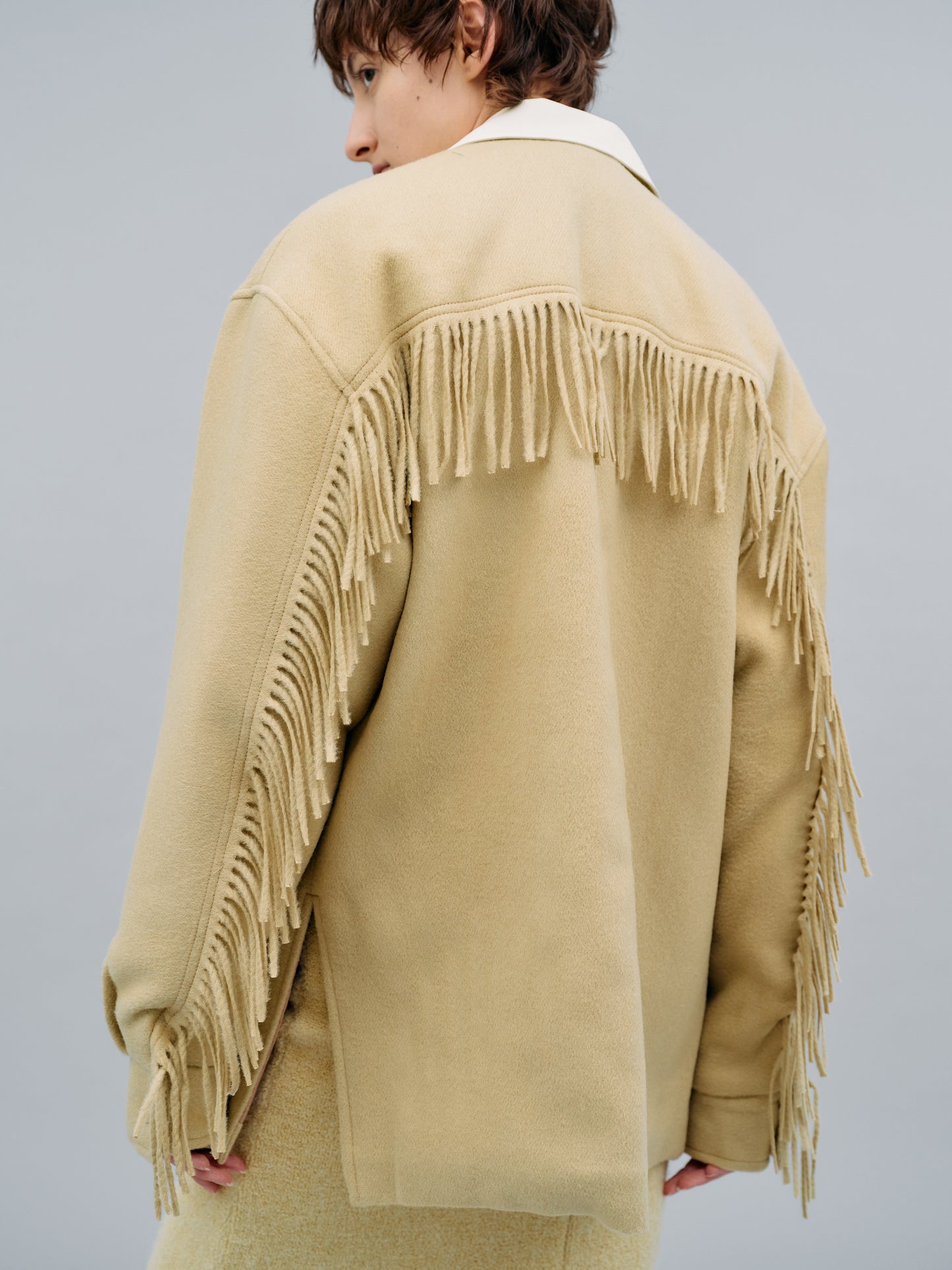 Wool Fringe Shacket, Maize