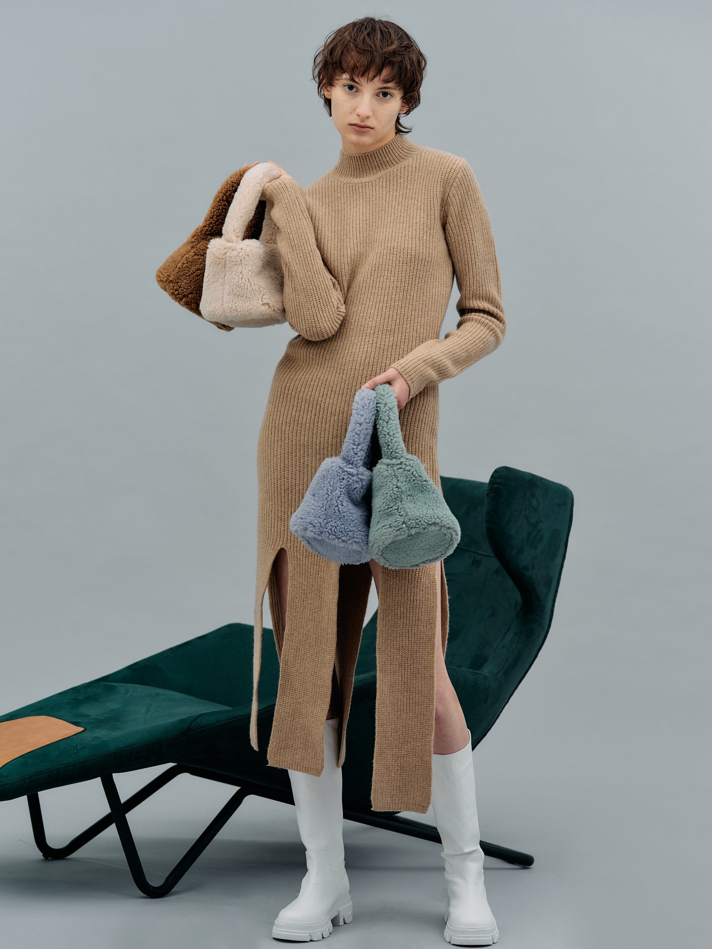 Fleece Cylinder Mini Bag, Chai Tea Latte