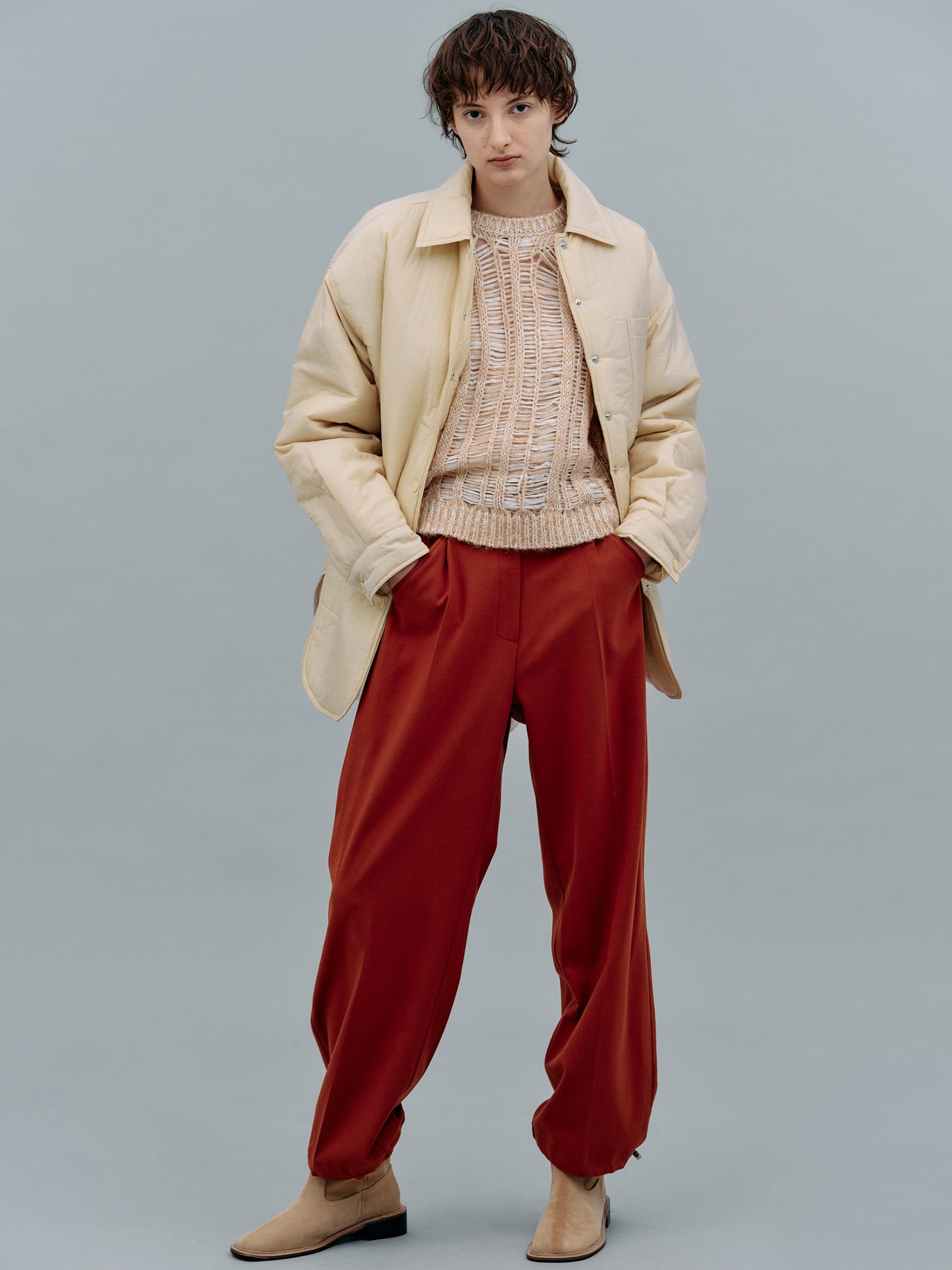 Open Knit Mohair Sweater, Terra Cotta
