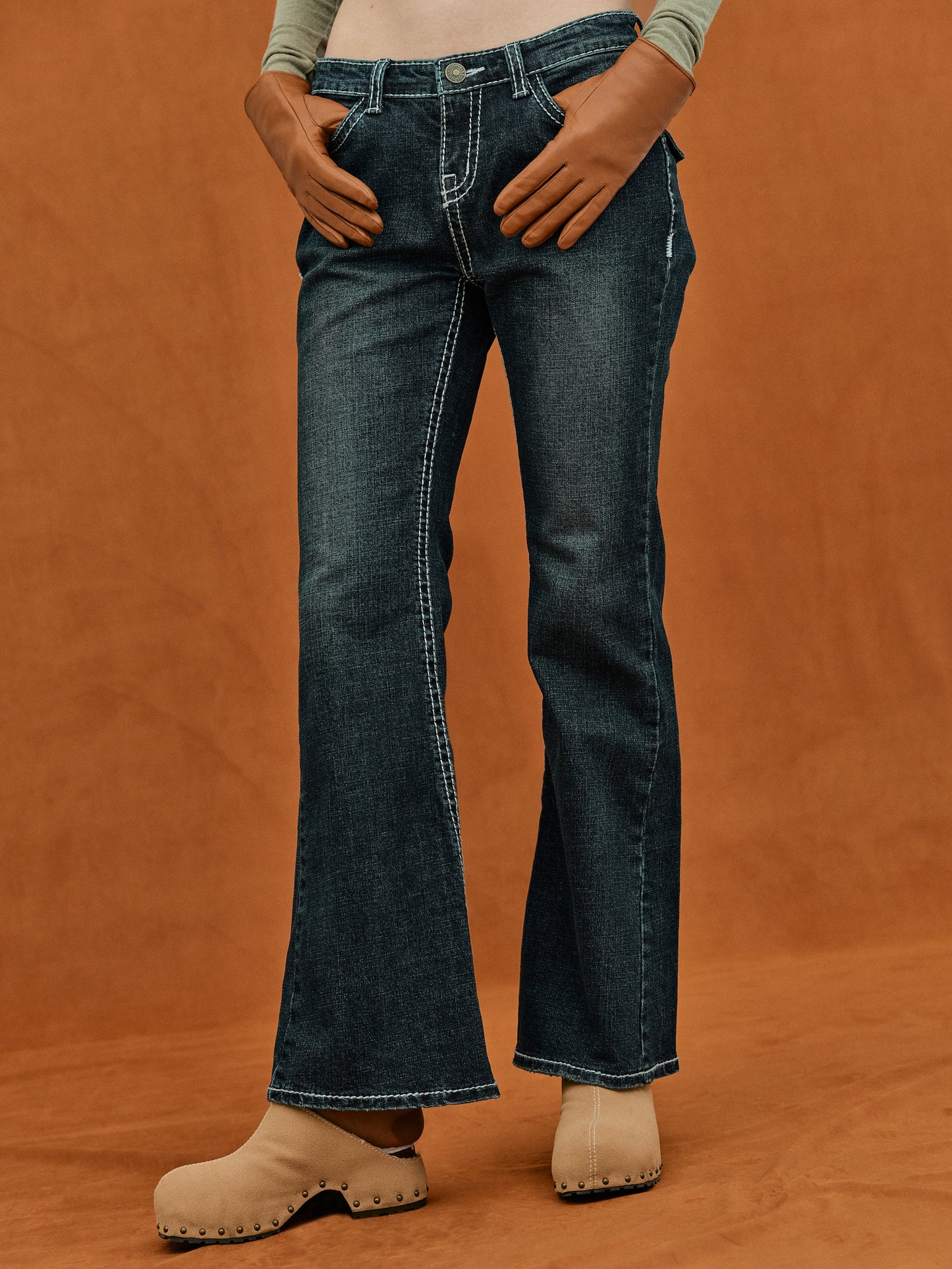 Low Rise Y2K Bootcut Jeans, Indigo Blue